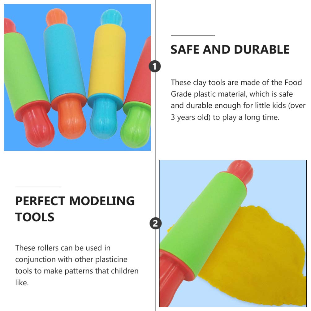 4PCS Soft Clay Rolling Pin Set - Plasticine Dough Modeling Roller Sticks for Kids - Playdough Tools Kit for Children's Art & Craft - Perfect for Playdough, Polymer Clay, and DIY Modeling Projects