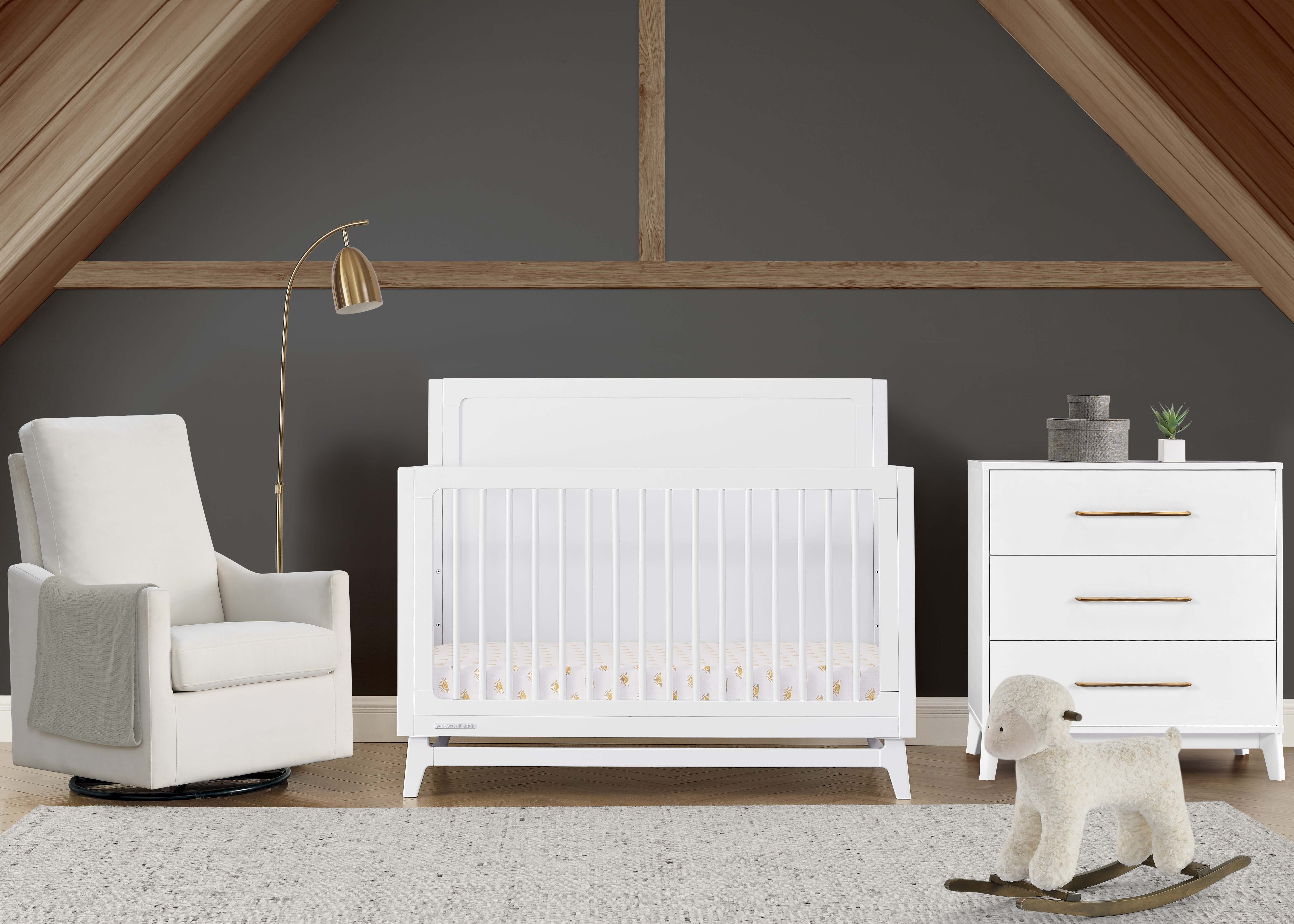 Convertible 6-in-1 Baby Crib by Spencer - Nursery Furniture That Grows with Your Child from Newborn to Toddler Bed