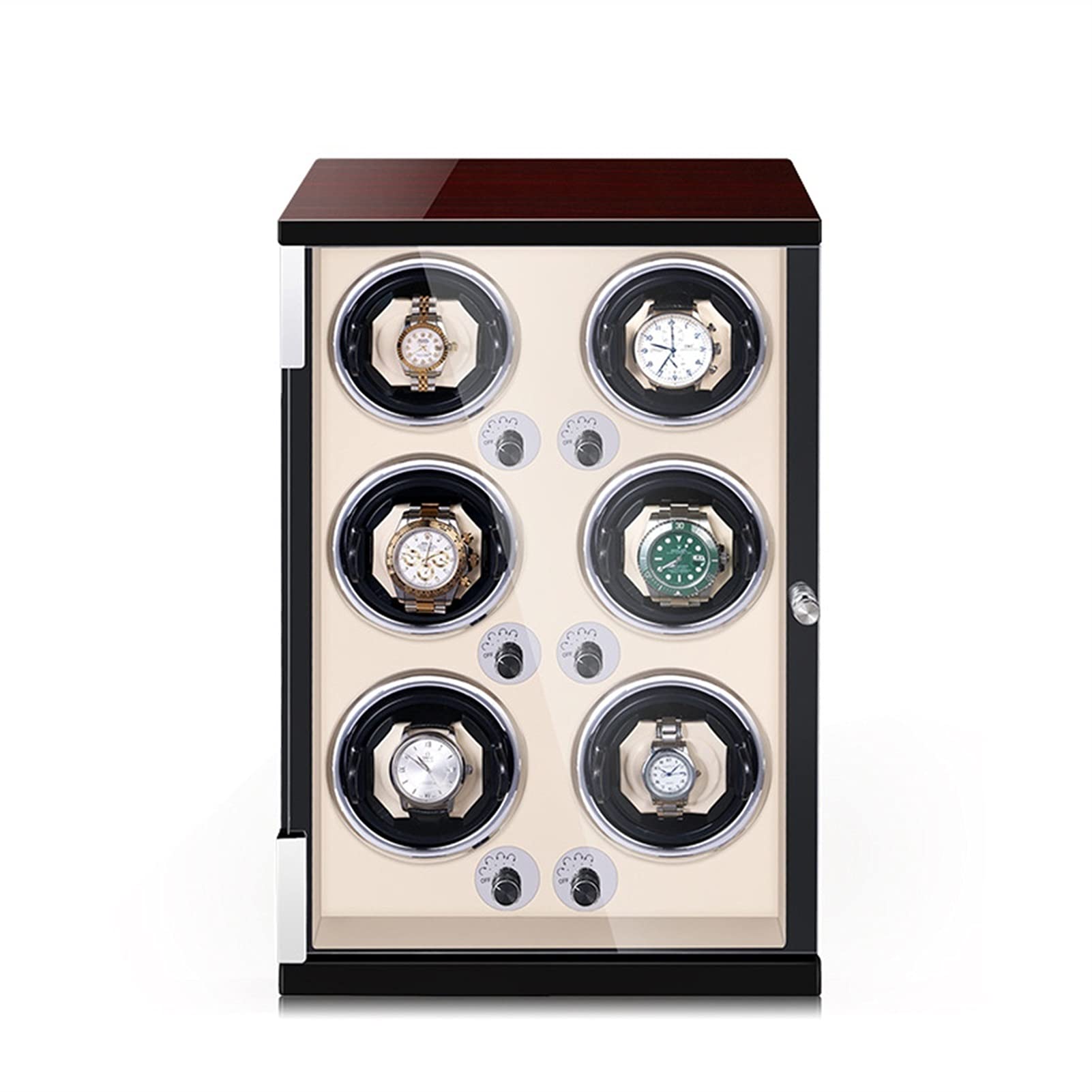 Premium Automatic Watch Winder Box with LED Lights - Quiet Japanese Mabuchi Motor for 1/2/4/6 Watches - Open/Shut Feature for Men & Women | Perfect for Watch Collectors, Travel & Nightstand Display