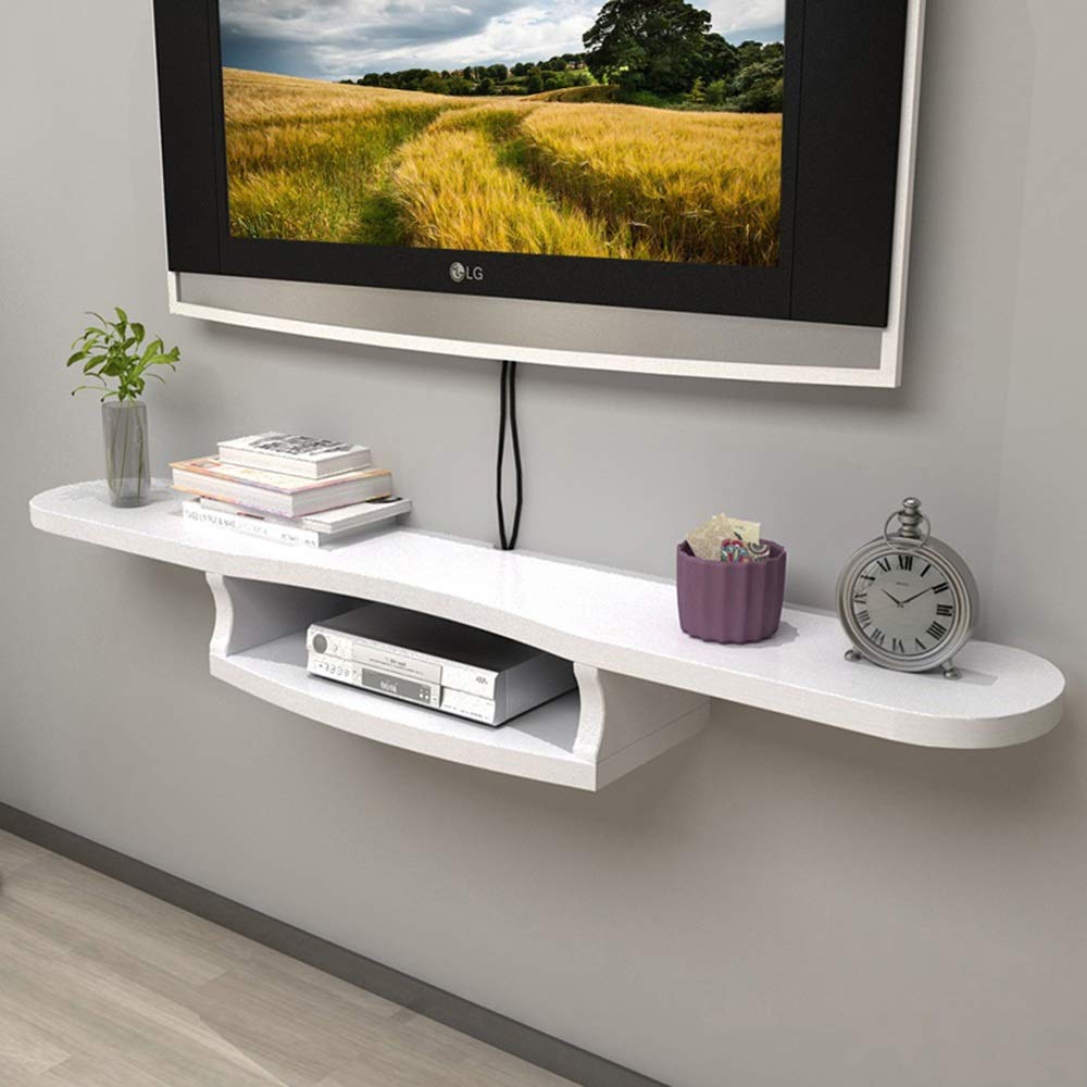 White 160cm Wall-Mounted TV Cabinet & Decorative Shelf Set - Modern Living Room Display Rack for TV, Plants & Home Decor - Space-Saving Wall Partition & Storage Solution