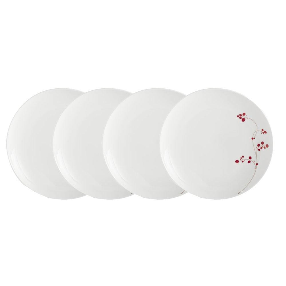 Red Berries Set of 4 Salad Plates - Elegant Dinnerware for Home, Party & Restaurant Use | Perfect for Salads, Desserts & Appetizers