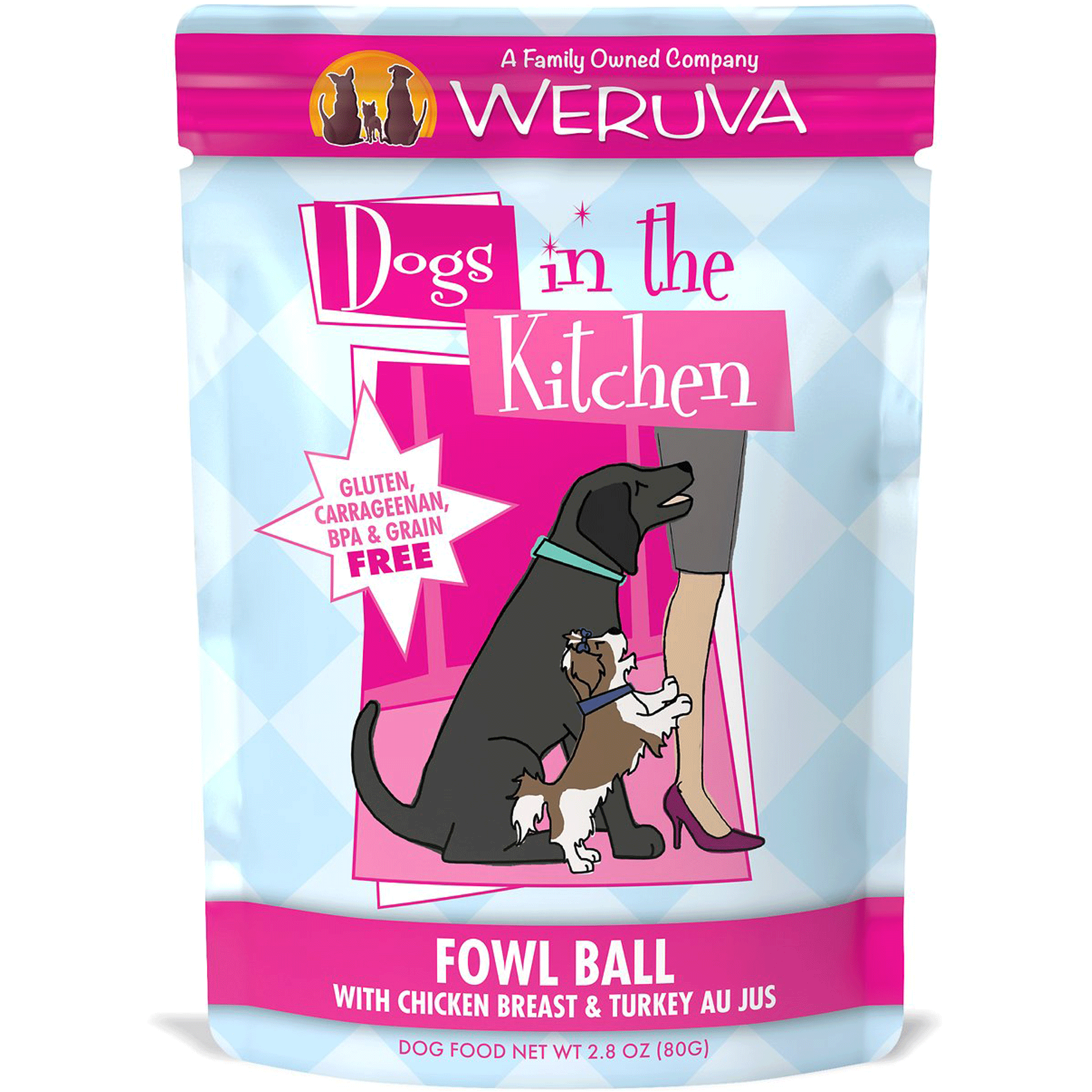 Weruva DITK Fowl Ball Grain-Free Dog Food Pouch - 2.8 oz, High Protein Wet Dog Food for Small & Medium Breeds - Perfect for Travel, Training & Mealtime Treats