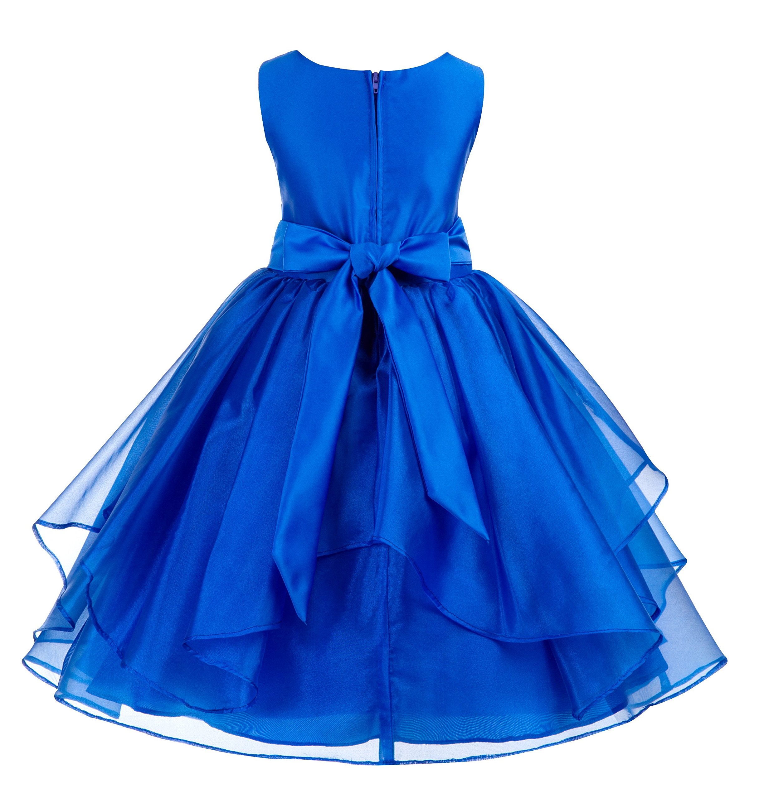 ekidsbridal Asymmetrical Ruffled Organza Sequin Flower Girl Dress for Toddlers - Perfect for Weddings, Pageants & Special Occasions