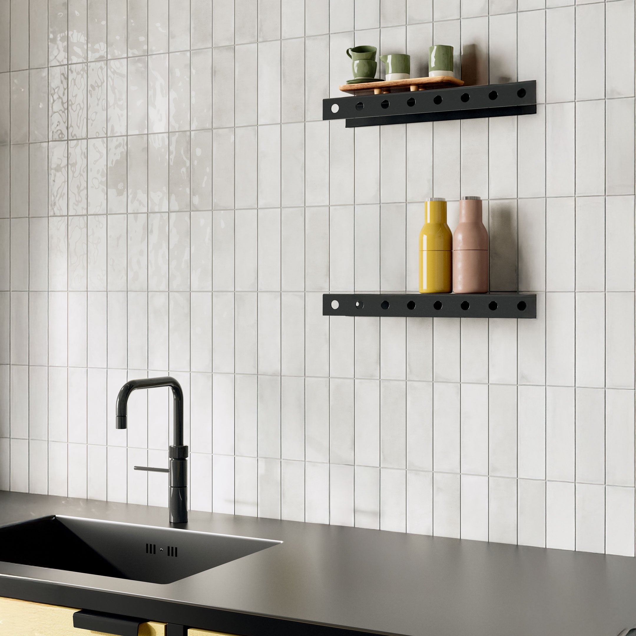 Small Zellige Subway Wall Tile - Handmade Moroccan Ceramic Tiles for Kitchen Backsplash, Bathroom & Shower - Cloe Kezma Collection