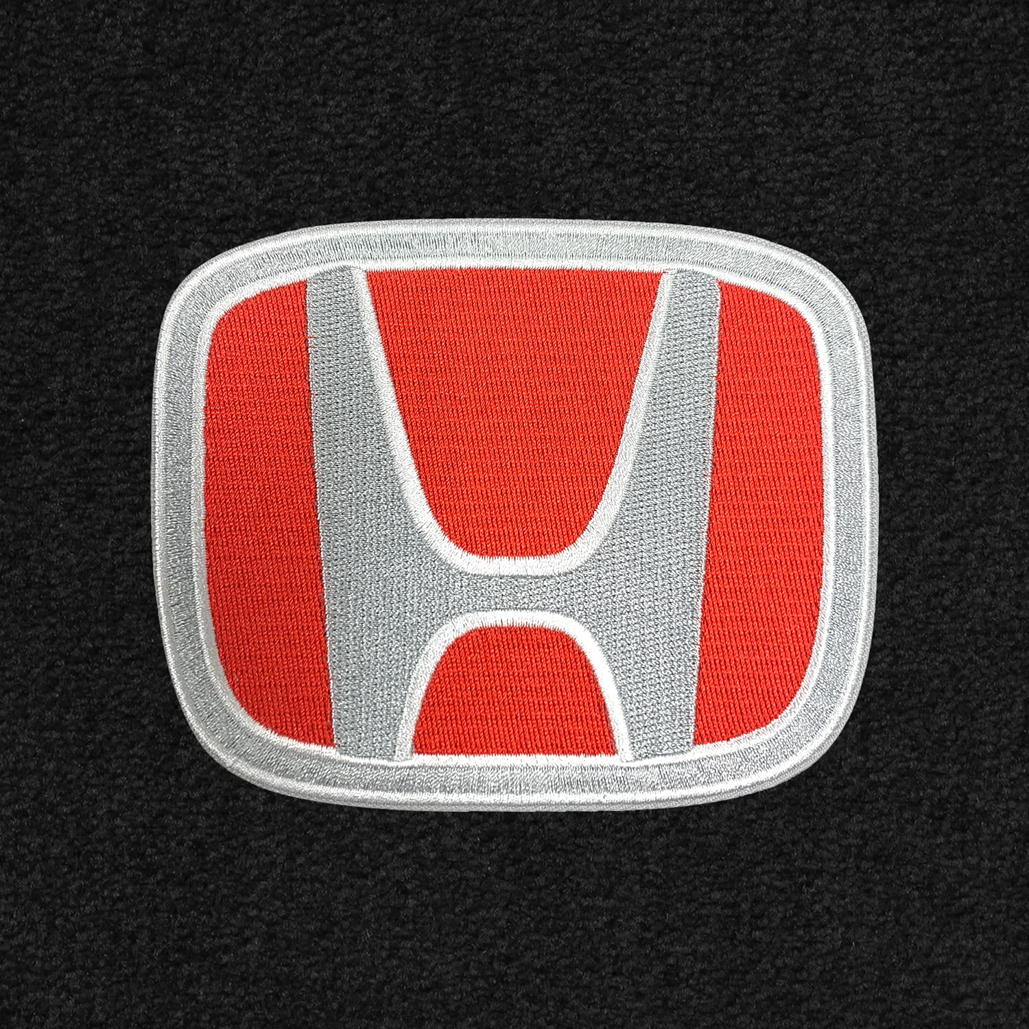 Premium Custom-Fit Carpeted Floor Mats for Honda CRV Hybrid 2017-2022 - Luxury Car Floor Liners with Silver & Red Honda Logo (Black, 2-Piece Front Set) - Perfect for All-Weather Protection & Enhanced Interior Style