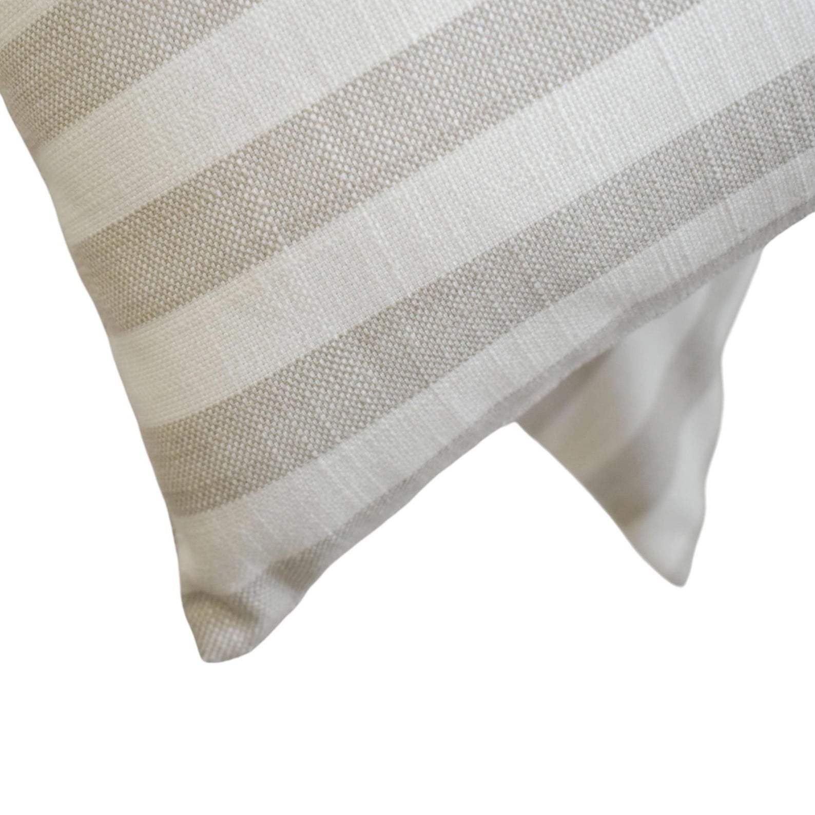 Beige Cotton Lumbar Pillow Cover - Soft & Breathable Support for Sofa, Bed, or Office Chair - Lush Lines Design for Home Decor
