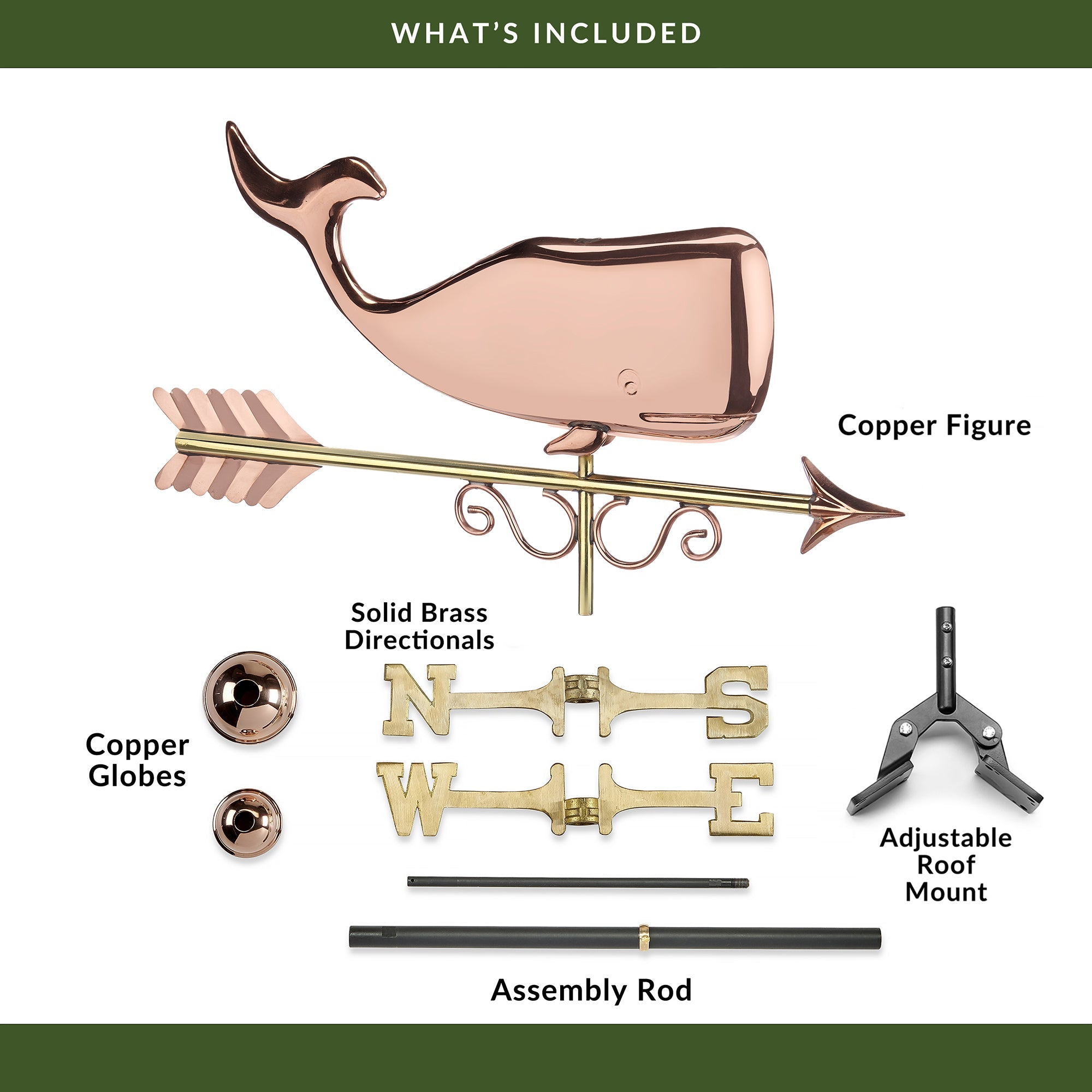 Save the Whales™ Decorative Copper Weathervane - Handcrafted Nautical Roof Ornament for Garden, Yard & Beach House Decor | Perfect Coastal Home Accent for Outdoor & Marine-Themed Spaces