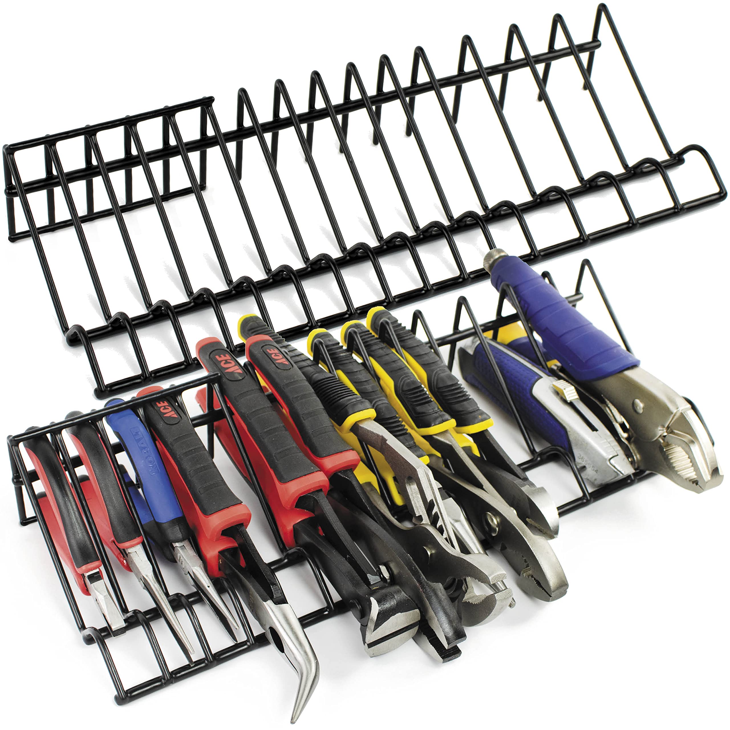 2-Pack Plier Organizer Rack - Spring Loaded & Insulated Pliers Storage Holder for Toolbox Drawers | Perfect for Electricians, DIY Enthusiasts & Home Workshops