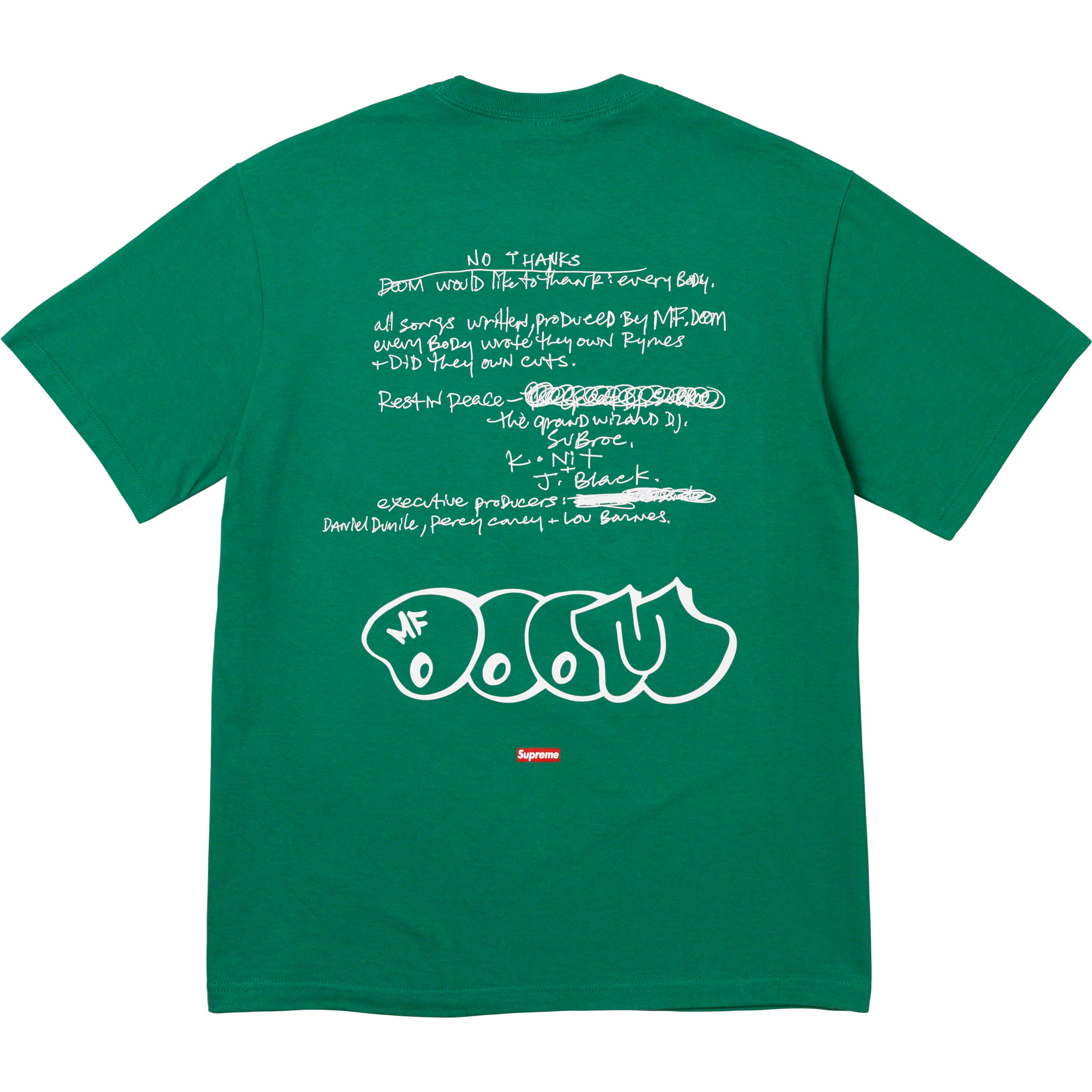 Supreme MF DOOM T-Shirt - Green Hip Hop Graphic Tee for Men | Streetwear Fashion, Rap Music Fan Apparel, Casual Wear & Concert Outfit