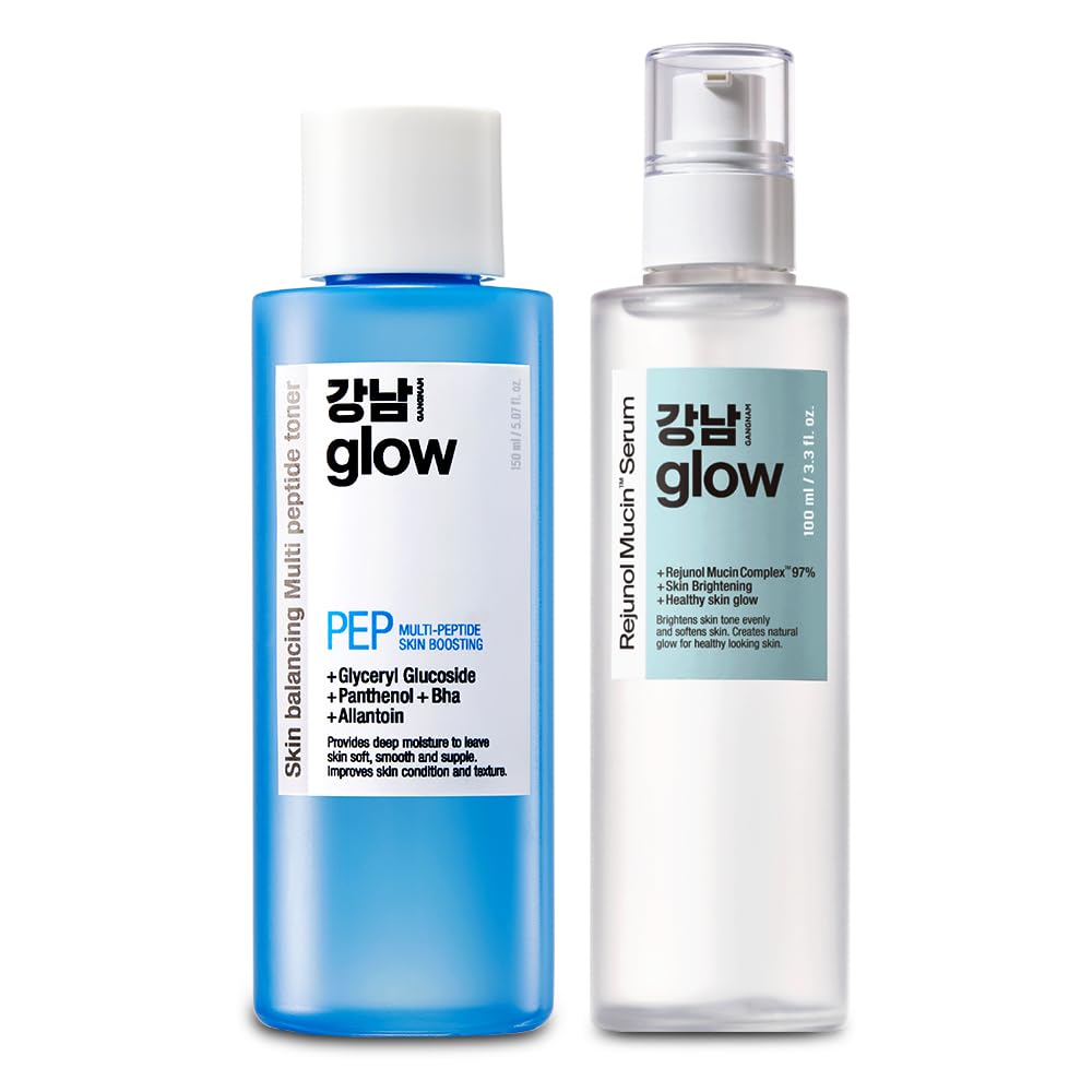 Multi-Peptide Hydrating Toner & Snail Mucin Serum 3.3oz - Korean Skincare for Women with Panthenol & Niacinamide | Anti-Aging Face Moisturizer for Dry Skin | Daily Hydration & Glow Boost
