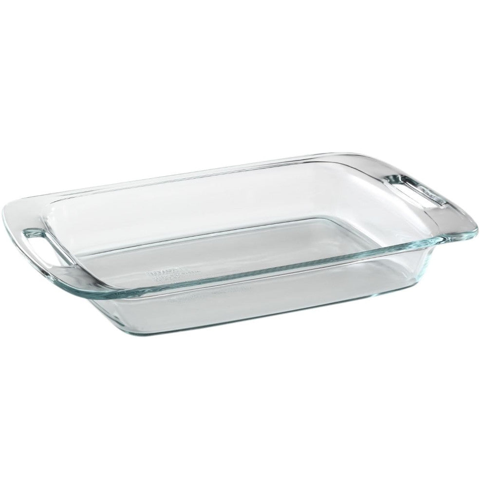 PYREX 1085782 3-Quart Easy Grab Baking Dish - Perfect for Casseroles, Lasagna, and Oven-to-Table Serving