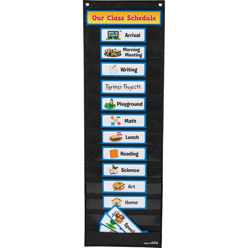 Whole-Class Visual Schedule Cards for Pocket Charts - Set of 27 Classroom Organization Cards | Teacher Supplies for Preschool & Elementary School | Perfect for Daily Routines, Classroom Management & Special Education Needs
