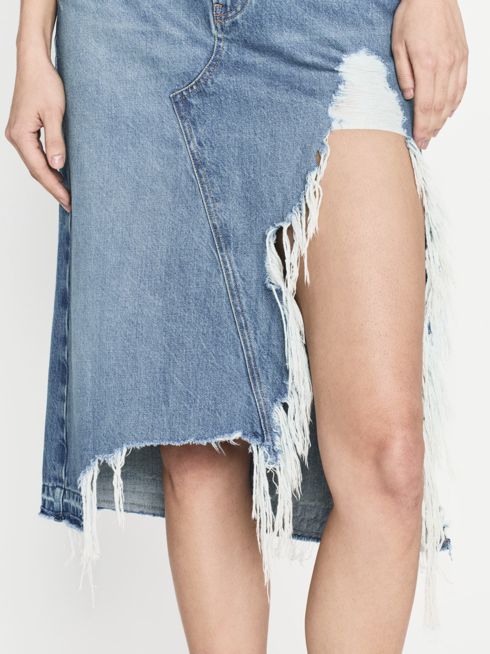 Deconstructed Fray Hem Skirt - Trendy Distressed Denim Mini Skirt for Women | Perfect for Casual Outings, Music Festivals & Street Style Fashion