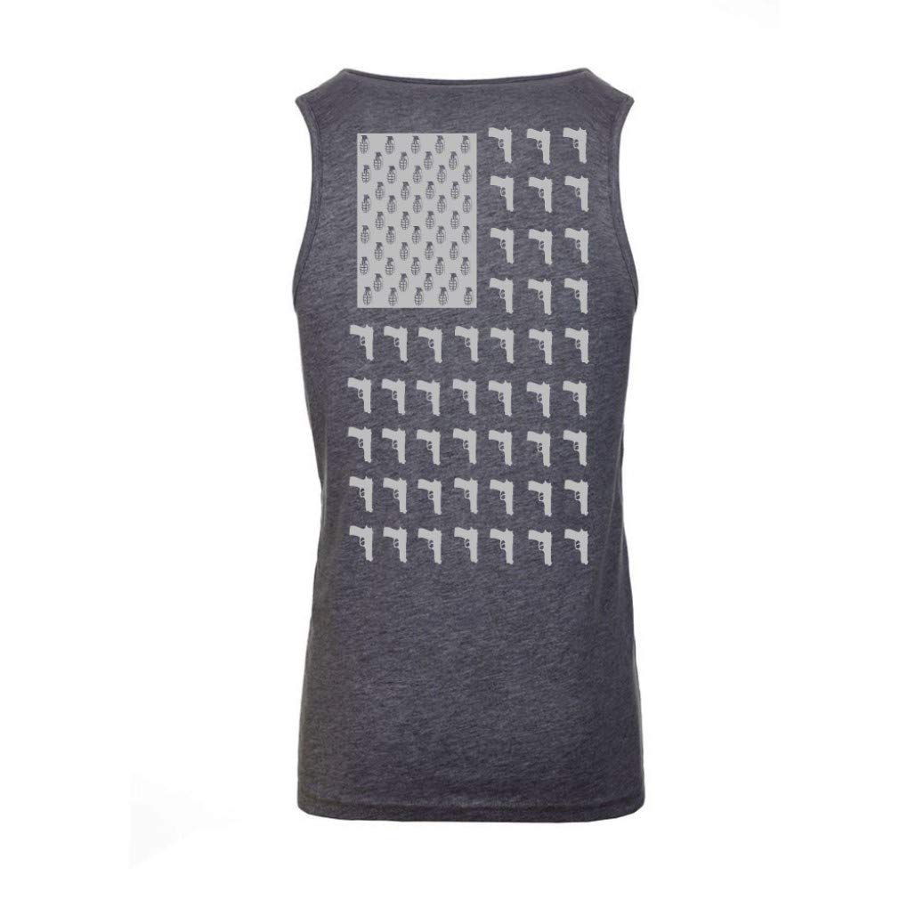 LA Police Gear Grenade & Gun Flag Men's Tank Top - Patriotic Sleeveless Shirt for Men - Military Style Workout & Casual Wear - Perfect for Gym, Outdoor Activities & Veteran Apparel
