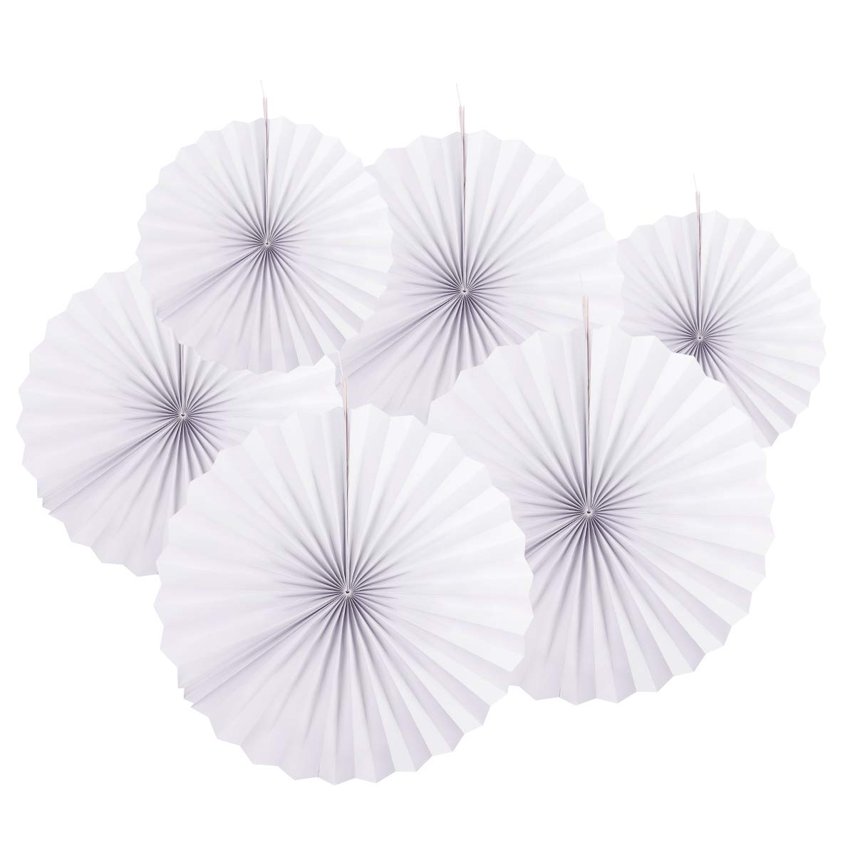 6Pcs White Hanging Paper Fans - Elegant Wedding & Party Decorations for Indoor/Outdoor Events, Birthday, Bridal Shower, and Home Decoration