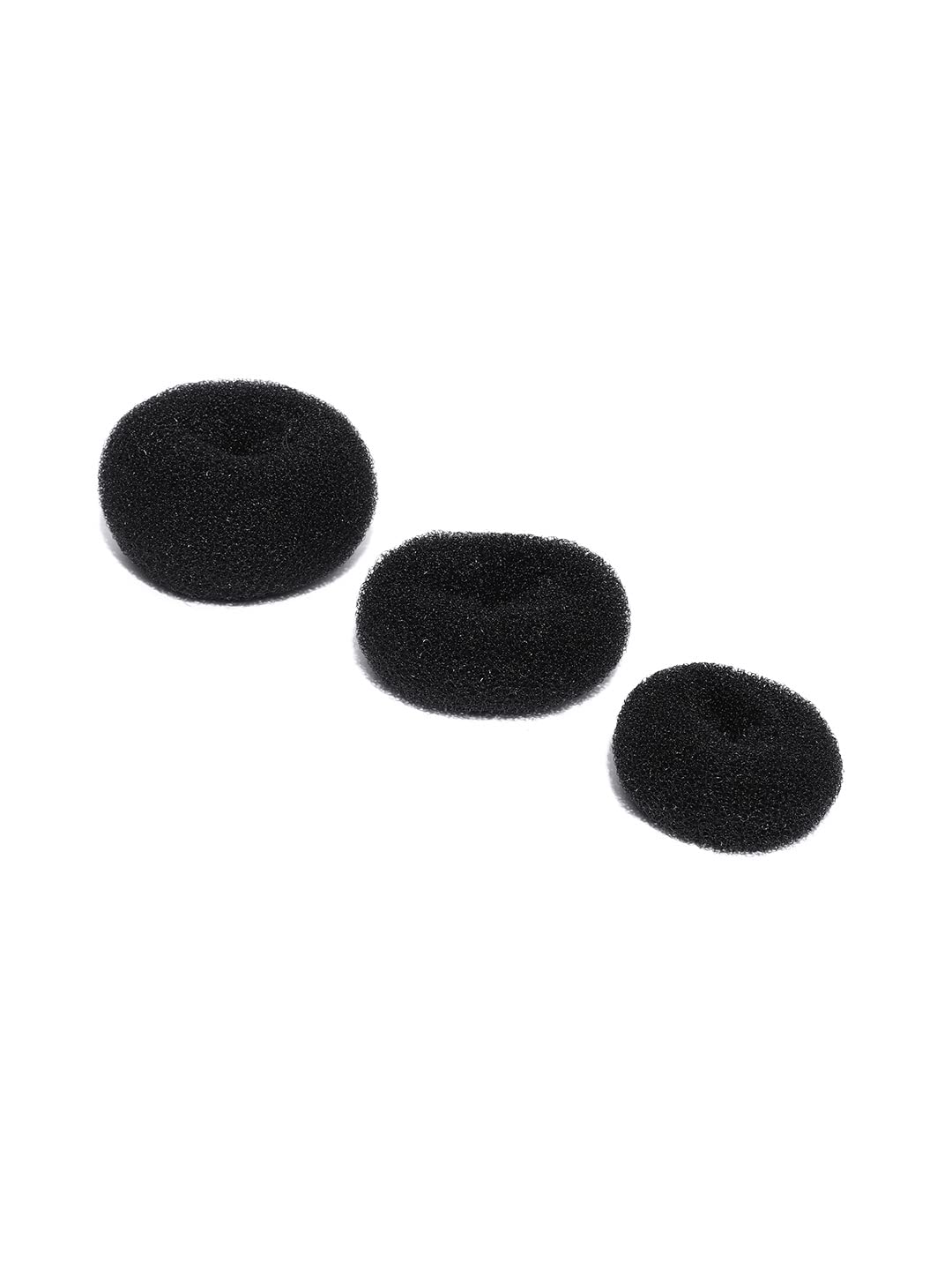 CHRONEX 3-Pack Hair Donut Bun Maker Set - Large, Medium & Small Sizes (10g, 15g, 20g) - Black Hair Styling Tools for Women & Girls - Perfect for Updos, Ponytails & Special Occasions