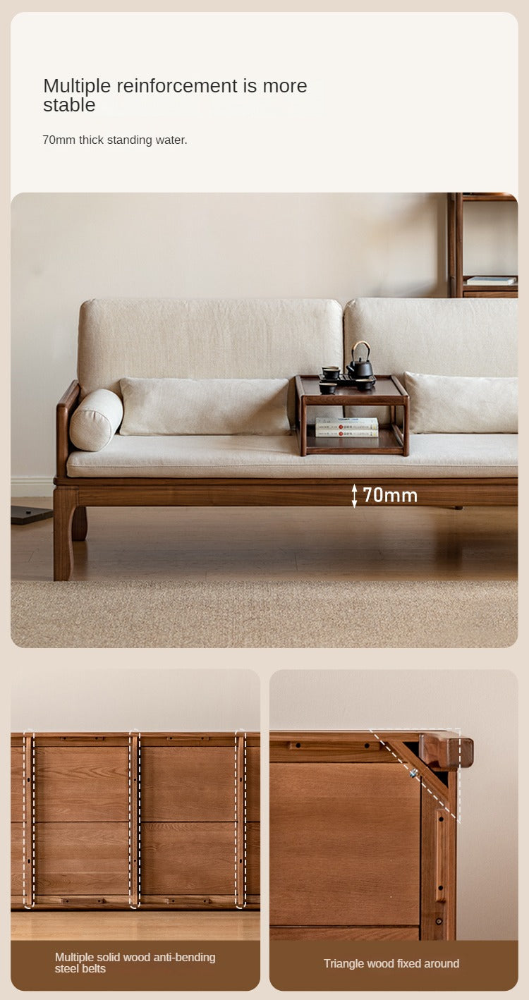 Premium Black Walnut & Oak Solid Wood Convertible Sofa Bed - Modern Dual Use Design for Living Room, Guest Room & Small Spaces
