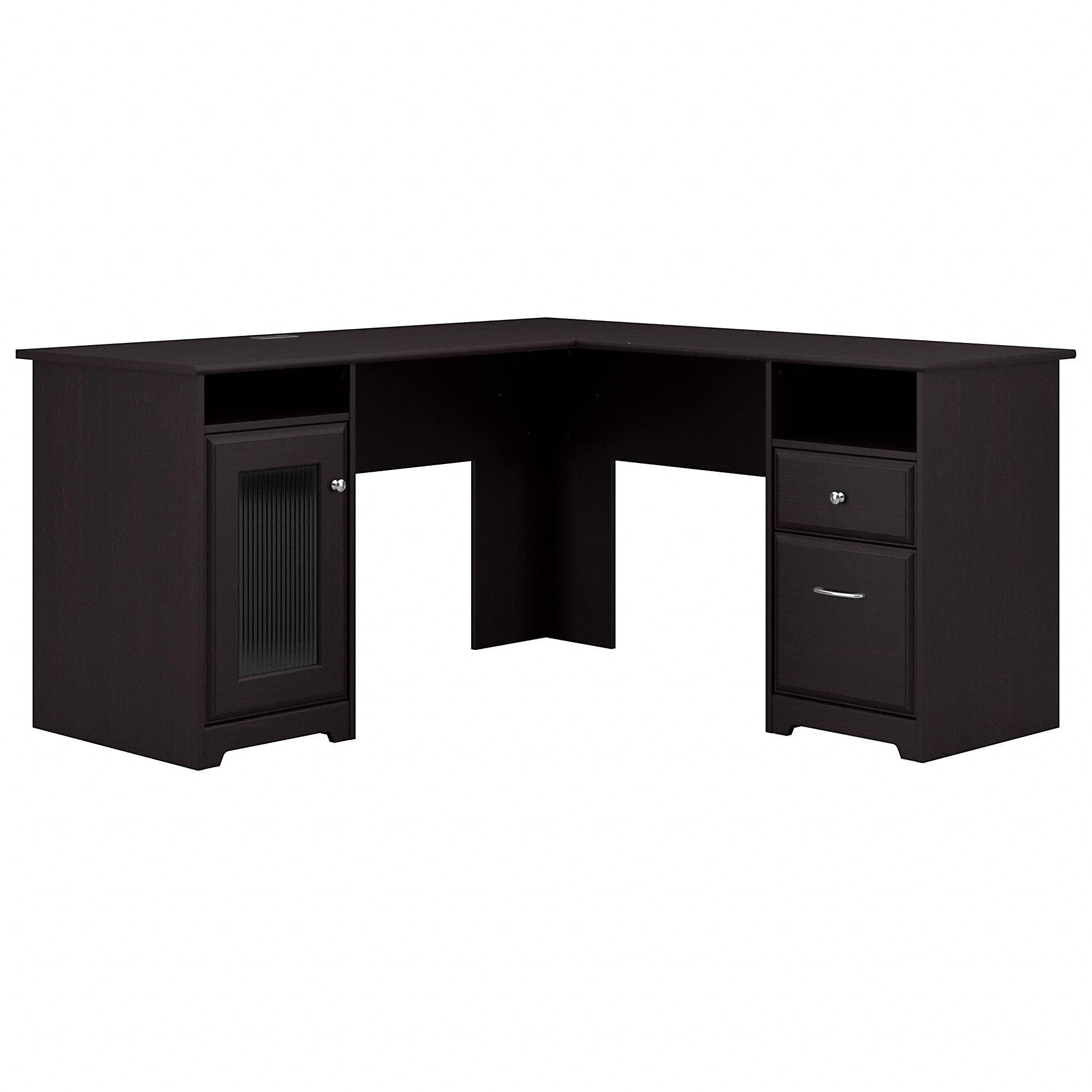 Bush Furniture Cabot L-Shaped Computer Desk - Espresso Oak Finish, Medium Size Home Office Desk for Small Spaces, Perfect for Work, Study & Gaming