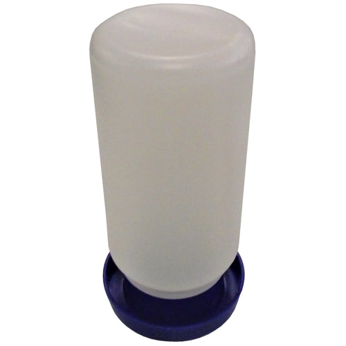 Rite Farm Blue Quail & Bantam Chick Waterer with Safety Base & Quart Jar - Durable Poultry Water Feeder for Small Birds, Chicks, and Quails - Perfect for Backyard Coops, Farms, and Pet Bird Cages