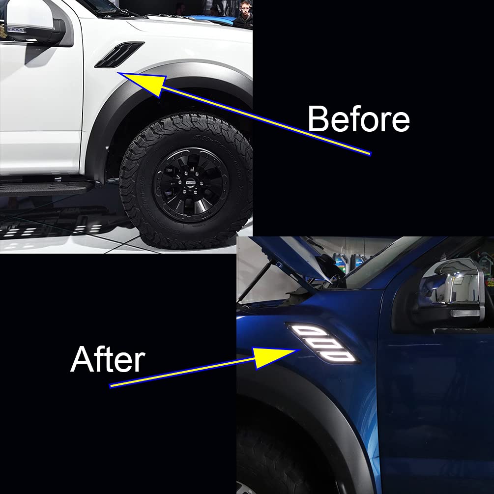 Fender LED Side Marker Lights for Ford Raptor F150 2015-2020 | Switchback White/Amber DRL with Sequential Turn Signal | Fog Light Assembly | Off-Road & Night Driving Safety Upgrade