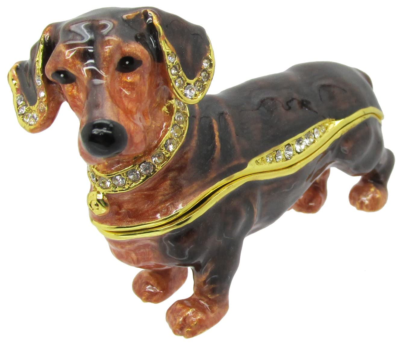 RUCINNI Dachshund Jeweled Trinket Box - Brown Dog-Shaped Decorative Storage Box for Jewelry, Rings & Small Treasures - Perfect Gift for Pet Lovers & Home Decor