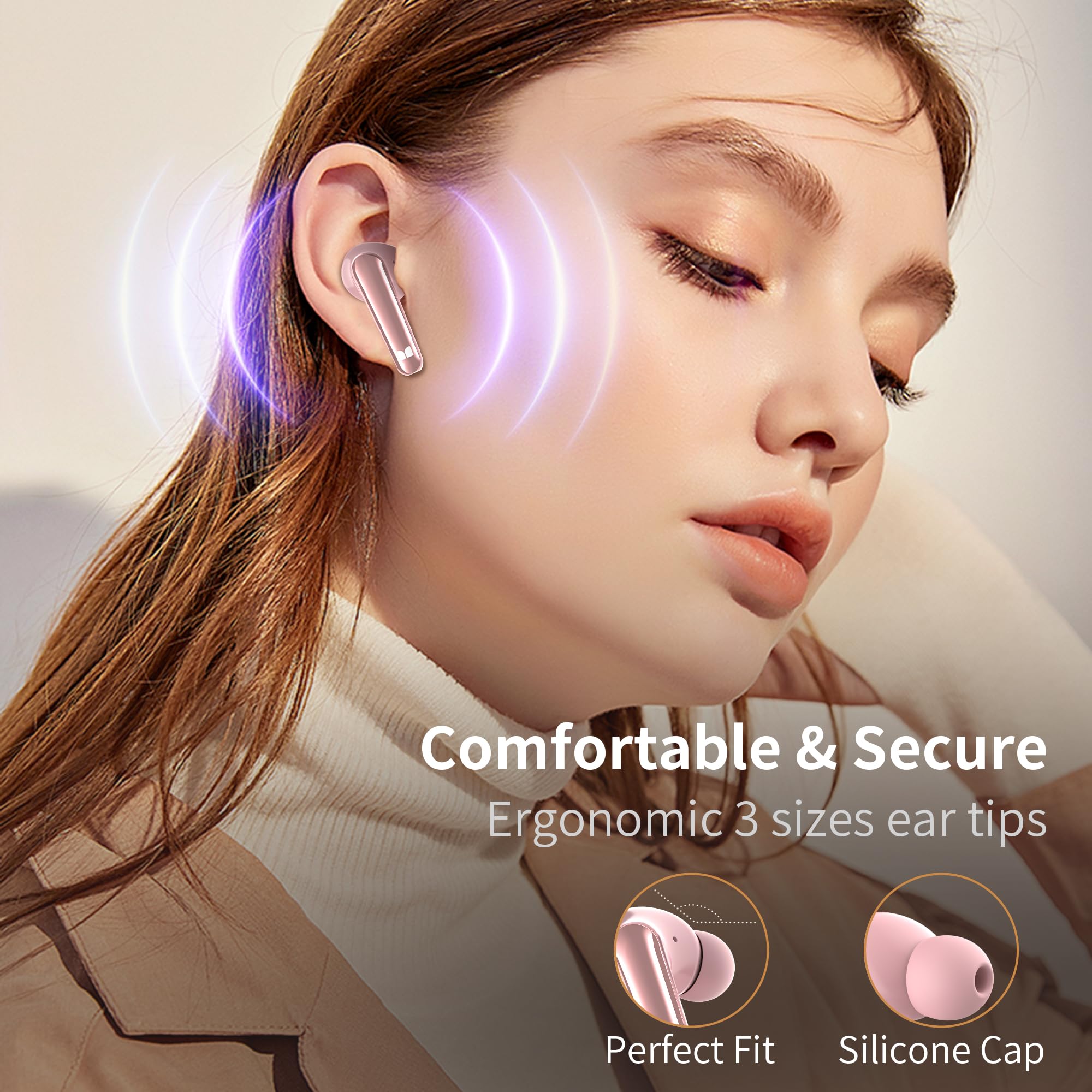 Monster N-Lite 203 Wireless Earbuds Bluetooth 5.3 - HiFi Stereo Sound, 30H Playtime, Crystal Clear Calls, Type-C Fast Charging, IPX6 Waterproof in-Ear Headphones for Gym, Running, Work & Travel