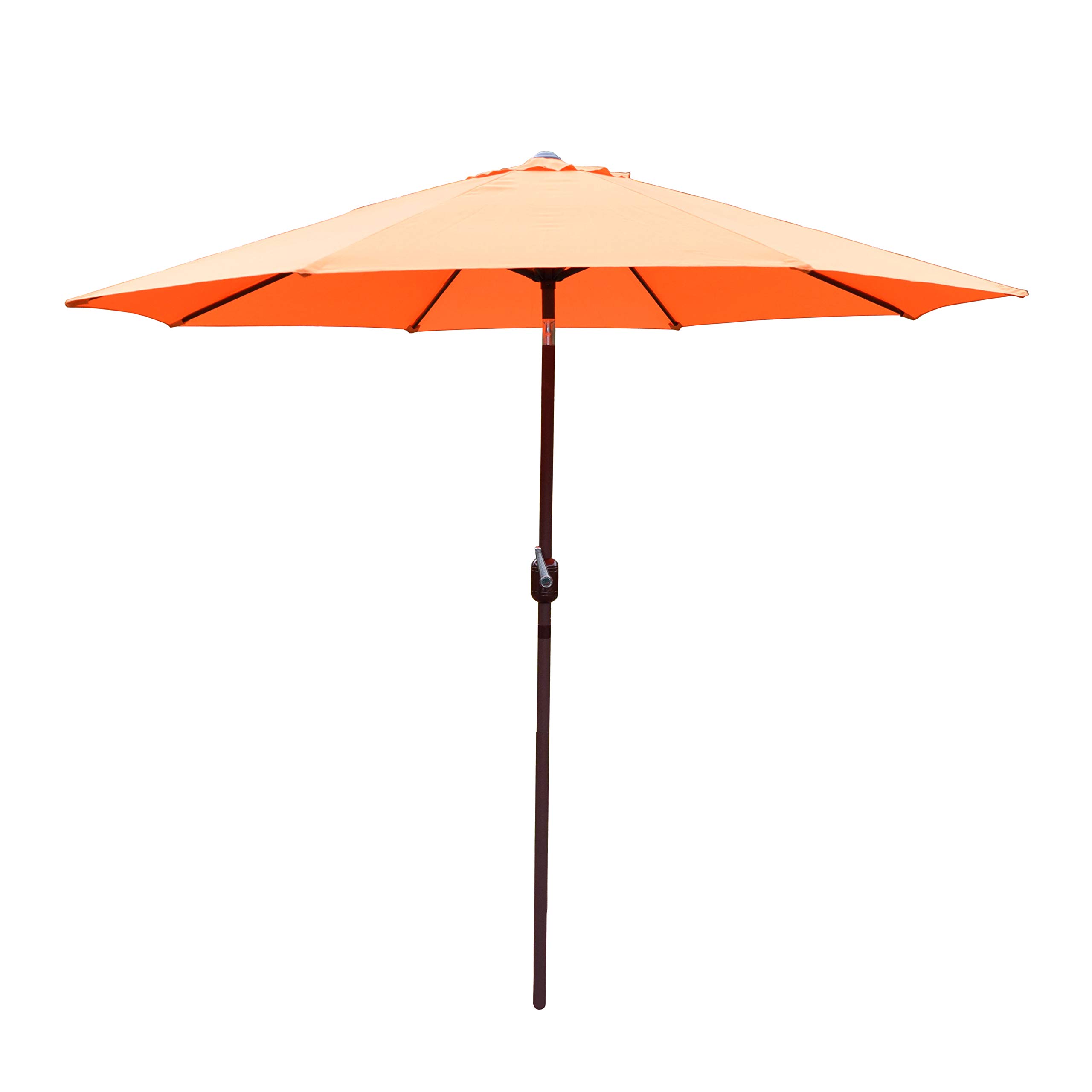 CC Outdoor Living 9' Orange & Brown Patio Umbrella with Easy Crank & Tilt Mechanism - Perfect for Poolside, Backyard, and Outdoor Dining Areas