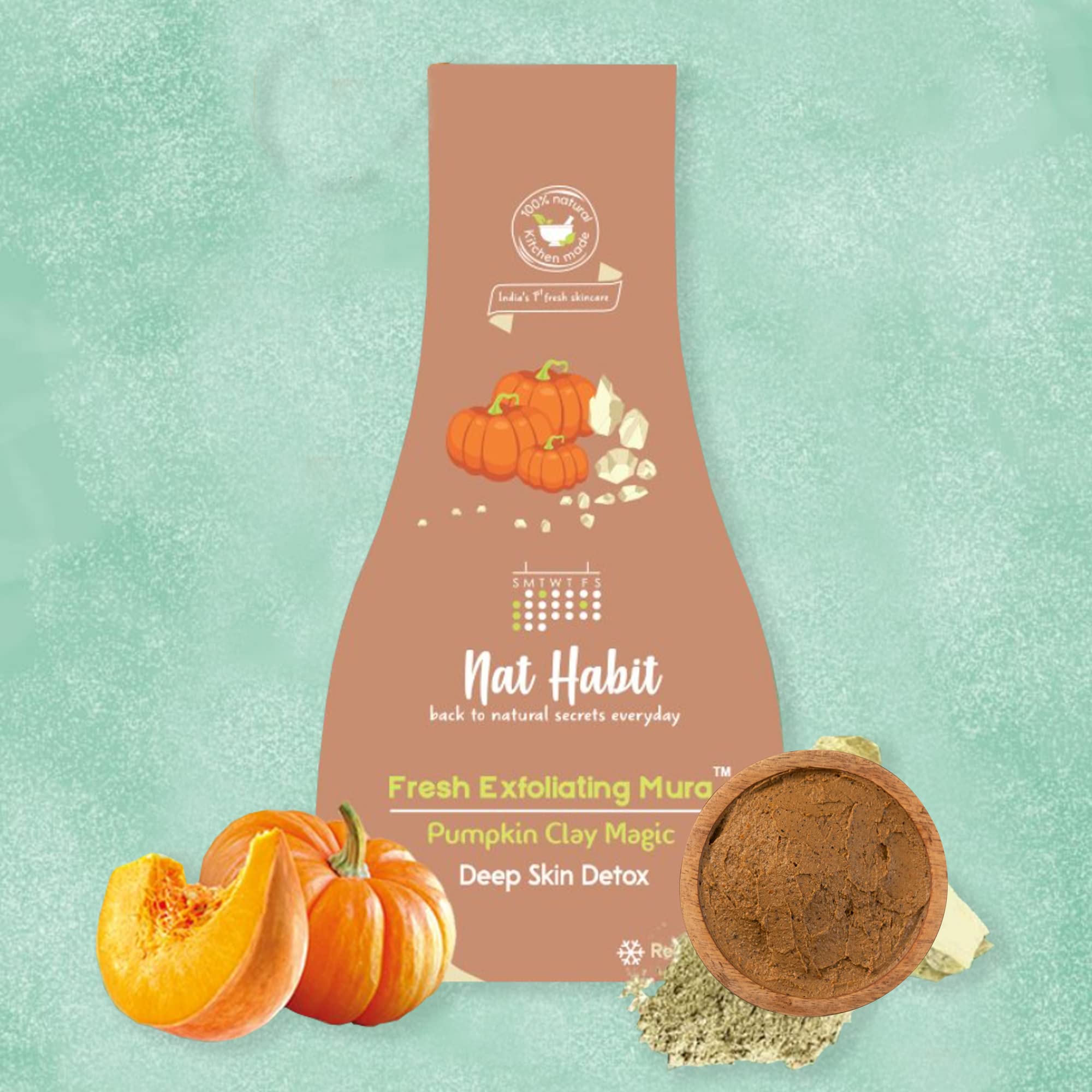 Organic Pumpkin Clay Face Scrub - Deep Detox & Exfoliation for Clean, Clear & Soft Skin | Removes Dust, Smoke & Toxins | Pack of 2 x 25g | Perfect for Daily Skincare Routine & Post-Pollution Cleansing