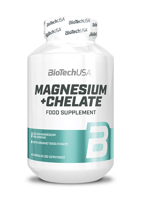 BioTechUSA Magnesium + Chelate 60 Capsules - High Absorption Magnesium Supplement for Muscle Recovery, Sleep & Stress Relief - Perfect for Athletes & Active Lifestyles