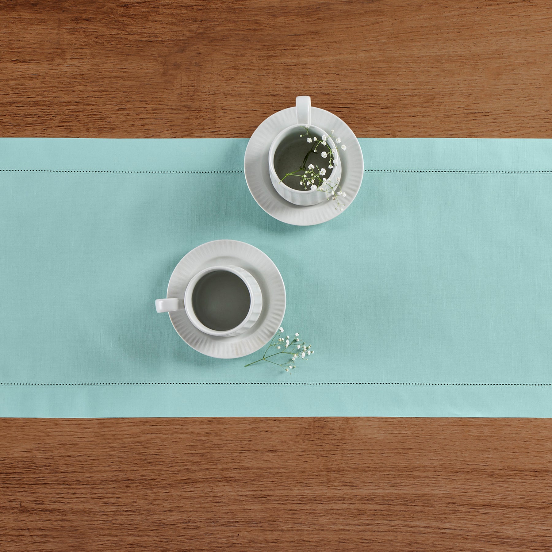 Premium Cotton Linen Hemstitch Table Runner - Elegant Dining Table Decor for Weddings, Parties & Home Decor - 60