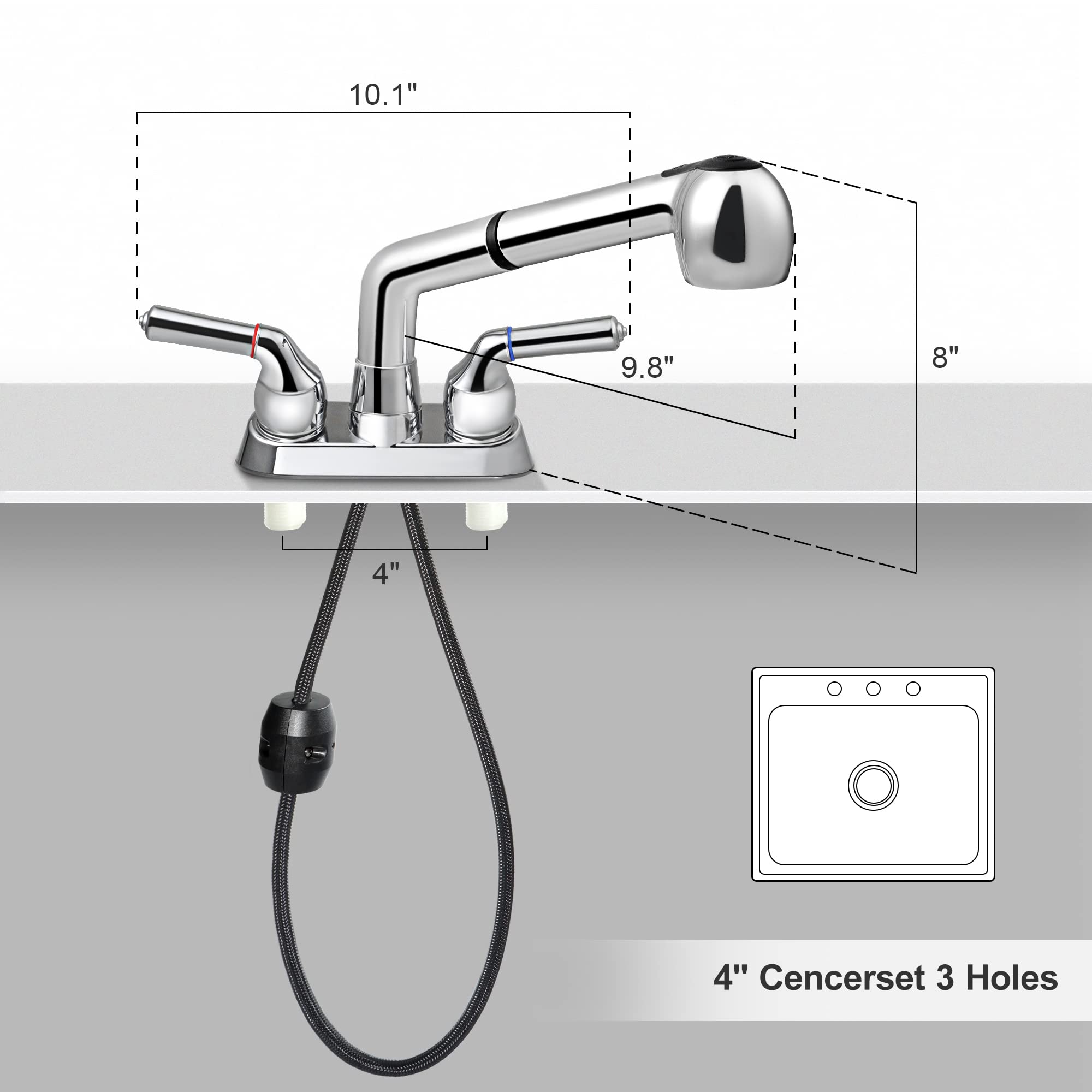 Utility Sink Faucet with Pull-Out Sprayer - 4