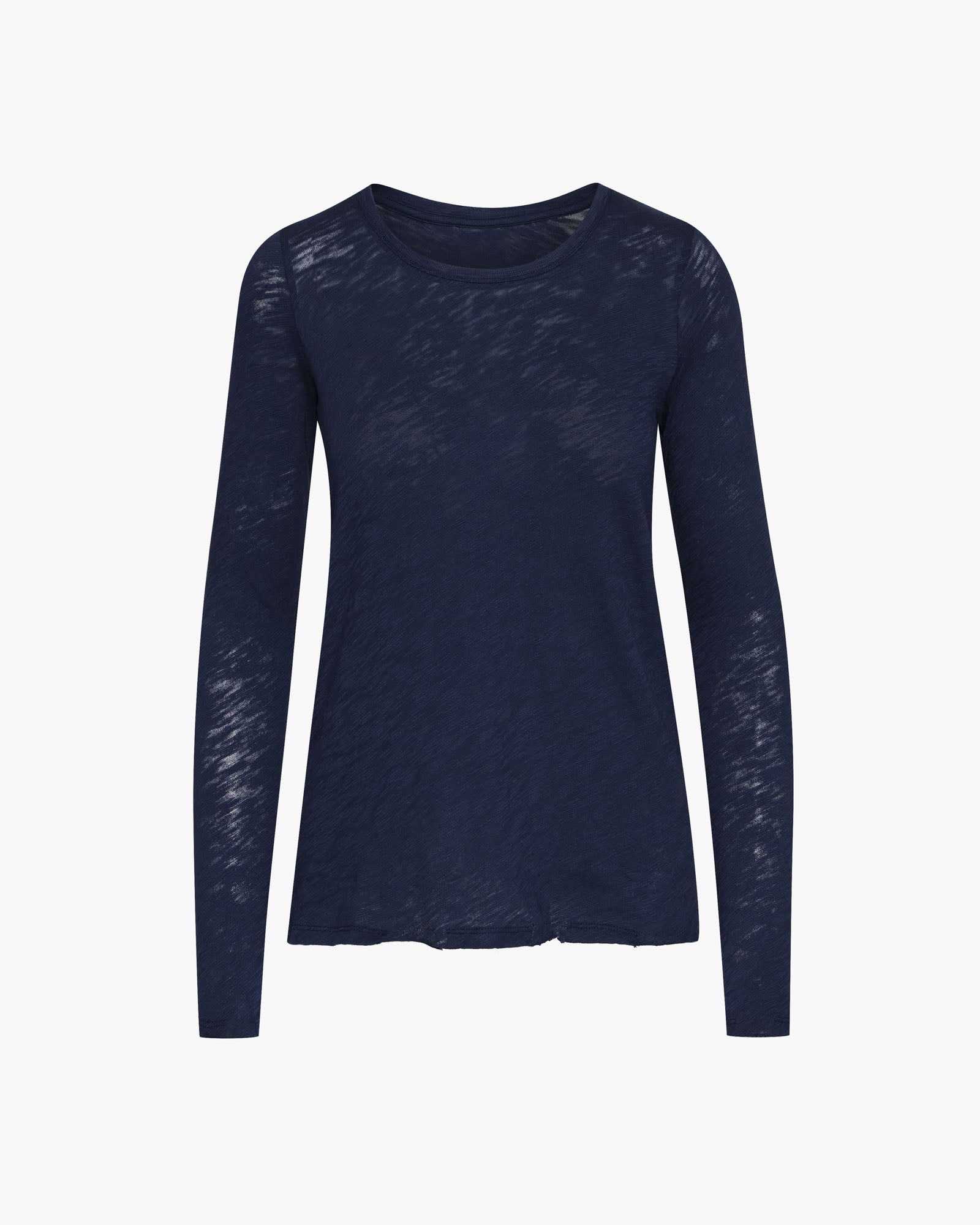 Vintage Slub Jersey Long Sleeve Distressed Washed Tee Shirt - Midnight Blue | Casual Streetwear & Layering Essential