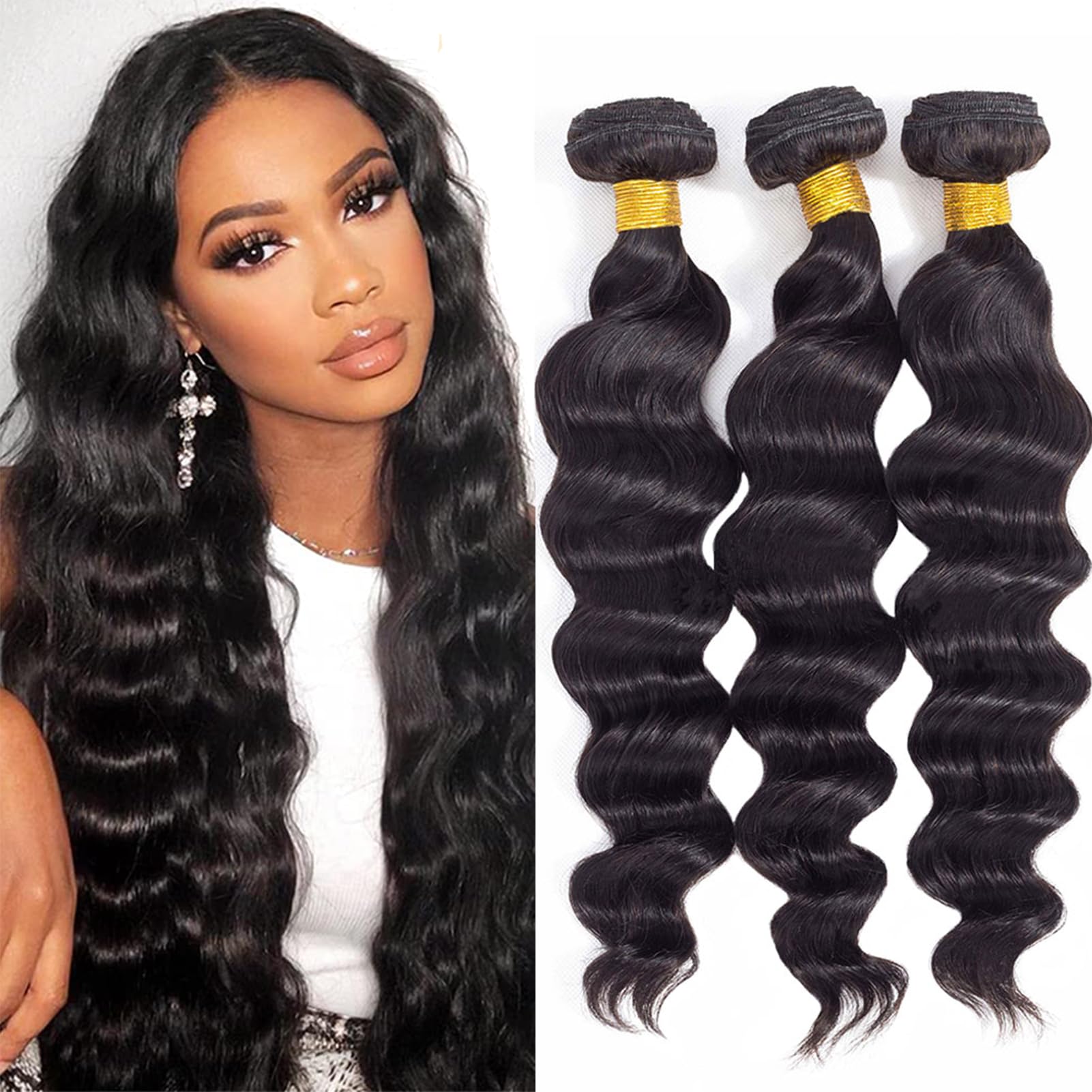 ROYAL IMPRESSION 12A Loose Wave Bundles 100% Unprocessed Brazilian Virgin Human Hair Weave - 14