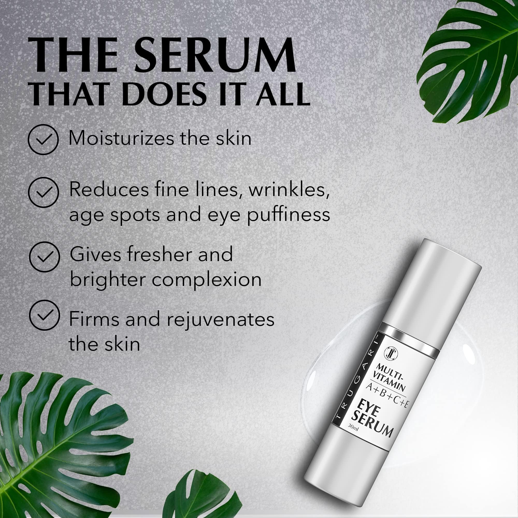 Multi-Vitamin Eye Serum with Vitamins A, B, C & E - Dark Spot Corrector for Face & Under Eyes - Anti-Aging Treatment for Fine Lines, Wrinkles & Age Spots - 30ml - Perfect for Nighttime Skincare Routine & Daily Anti-Wrinkle Care