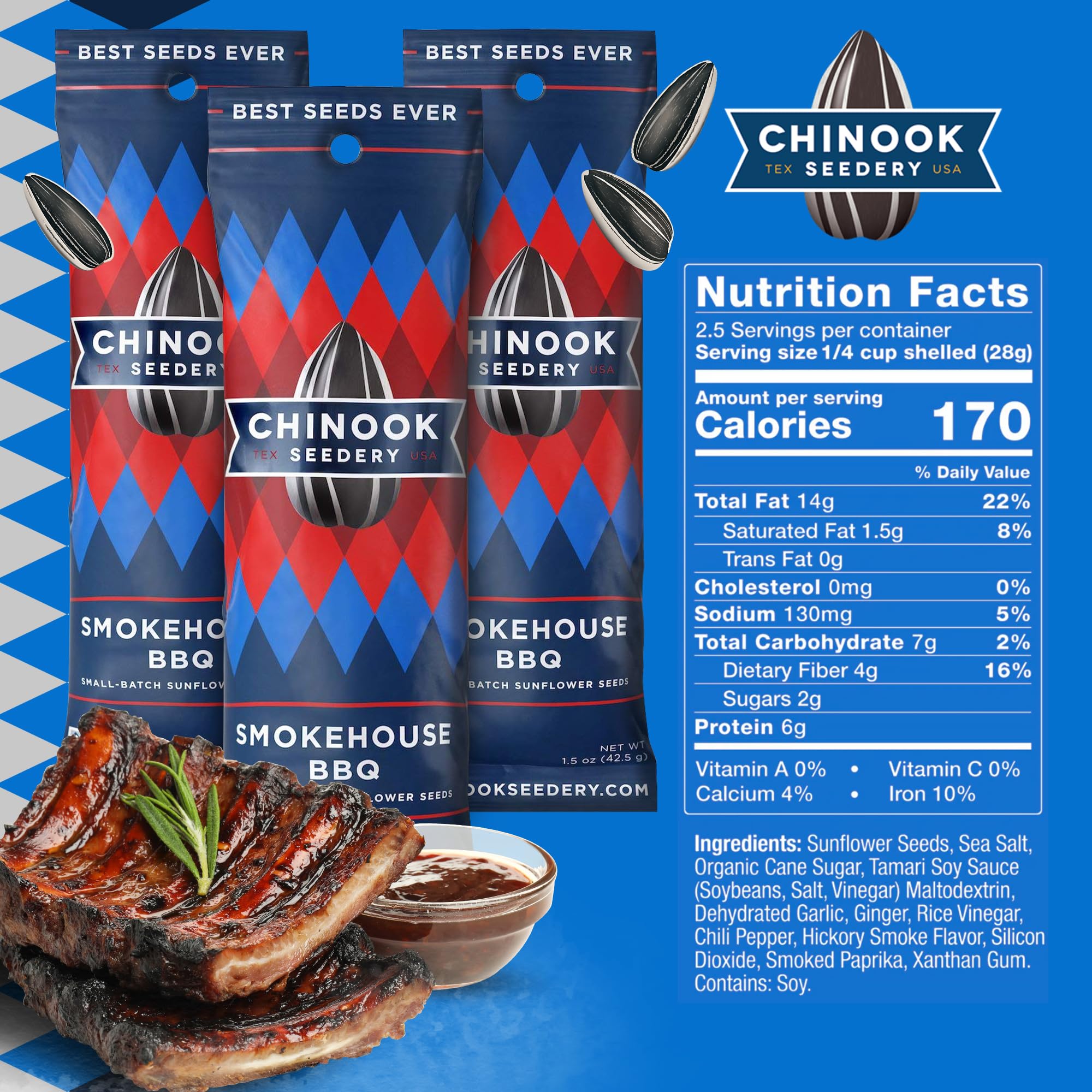 Smokehouse BBQ Roasted Sunflower Seeds - Low Sodium, Keto & Gluten Free Snacks (Pack of 36, 1.5oz) - Perfect for Baseball Games, School Lunches & Outdoor Adventures - Non-GMO, Healthy Jumbo Sunflower Seeds for On-the-Go Snacking