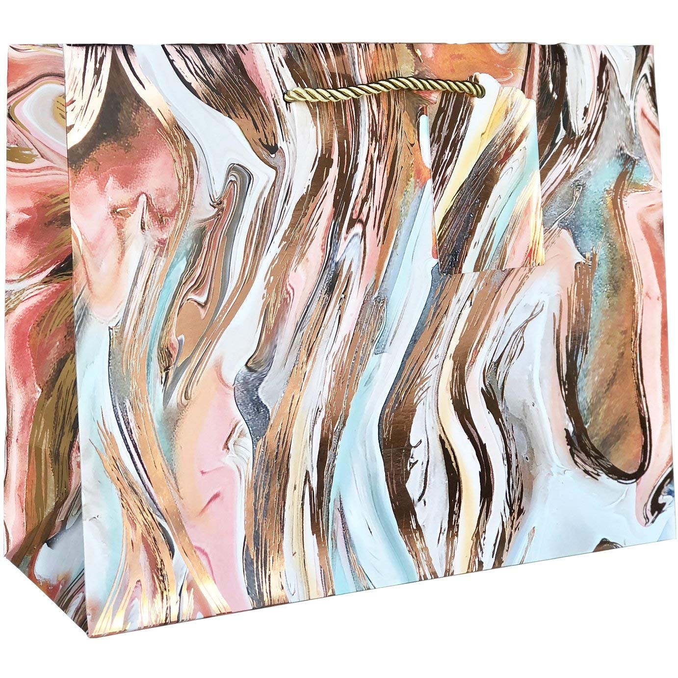 Jillson Roberts Large Gift Bags - 120 Pcs Marbleized Magic Bronze Party Favor Bags for Birthdays, Weddings & Holiday Gifts | Premium Quality Gift Packaging