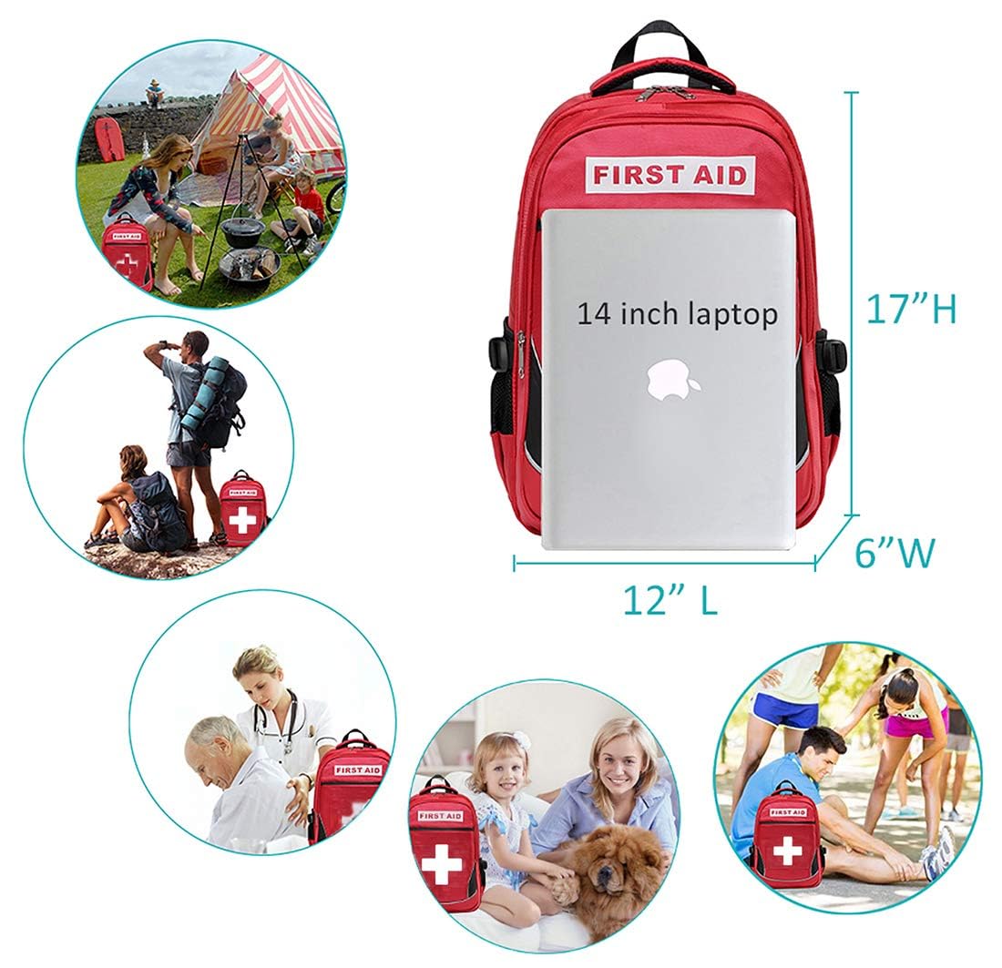 First Aid Bag Empty Red - Emergency Medical Kit for Home, Car & Travel - Portable First Aid Pouch for First Responders & Outdoor Adventures
