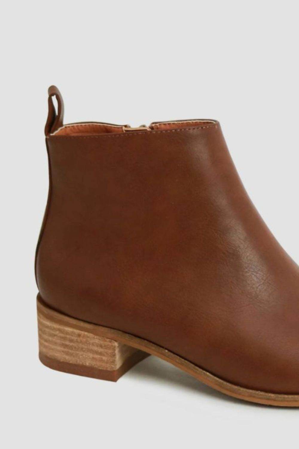 Beast Fashion Women's Brown PU Leather Block Heel Ankle Boots - Comfortable & Stylish for Fall Winter, Office, Party & Casual Wear