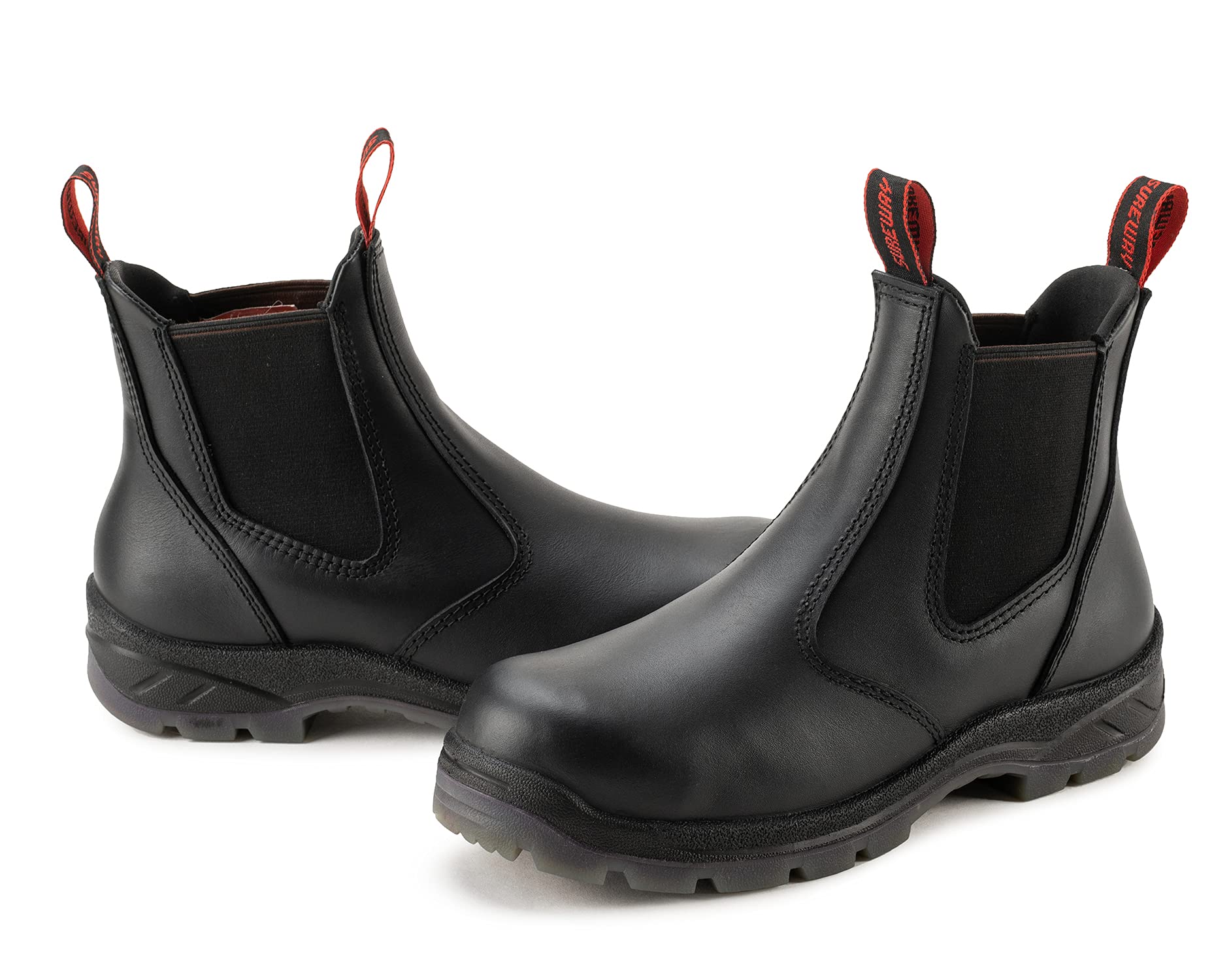 SUREWAY Men's Slip-On Work Boots - Waterproof & Slip-Resistant, Composite Safety Toe, Anti-Static - Industrial Construction & Fire Station Mechanic Chelsea Boots (Size 7.5) - Perfect for Heavy Duty Work, Outdoor Labor & Emergency Response Scenarios