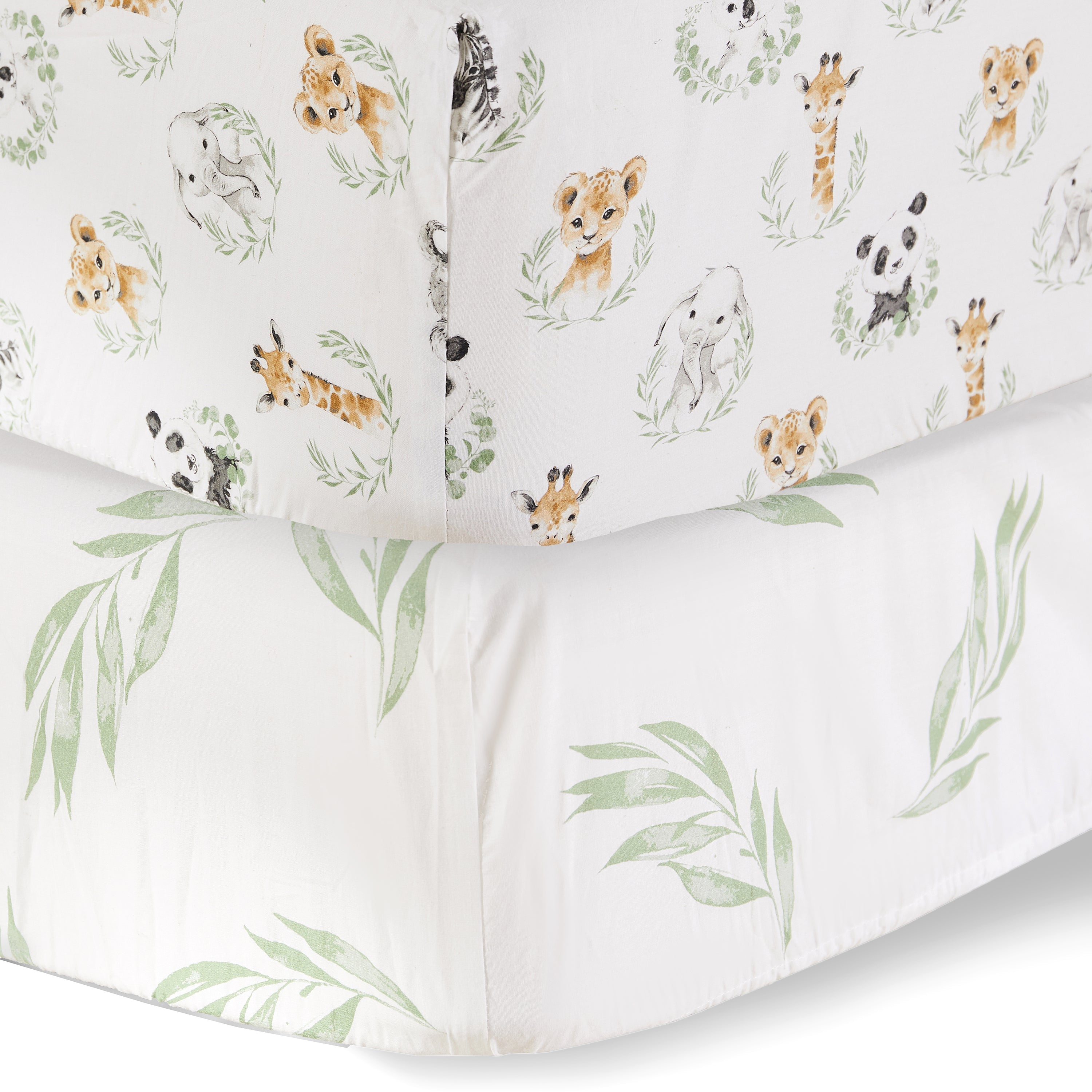 Soft Mozambique Cotton Crib Fitted Sheet 2-Piece Set - Breathable Baby Crib Sheets for Nursery, Toddler & Kids Bed - Perfect for Daycare, Home & Travel Use