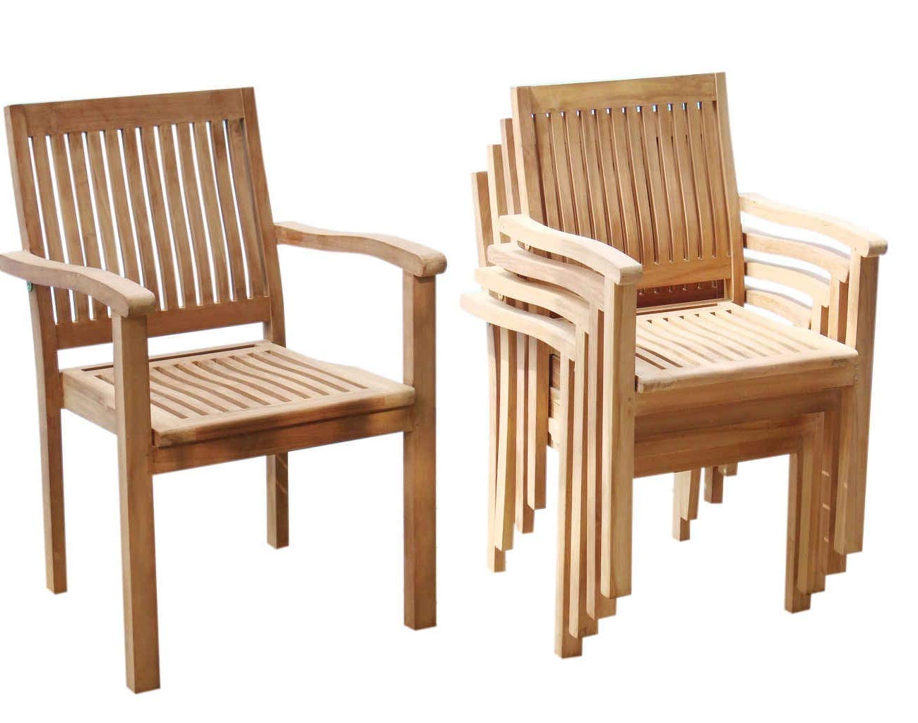 Premium 2-Seater Teak Wood Dining Set with Round Side Table & 2 Stackable Arm Chairs - Solid Grade-A Teak Furniture for Patio, Garden, or Indoor Dining - WHDSLV