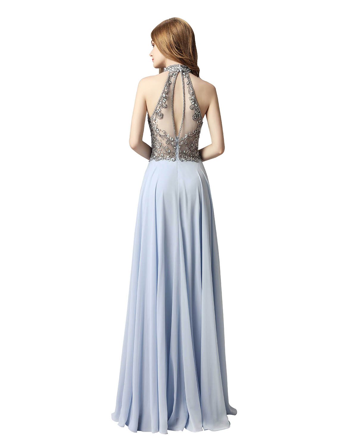 Sarahbridal Women's Elegant Sequins Keyhole Back Evening Ball Gown Beaded Prom Formal Long Dress - Perfect for Weddings, Galas & Special Occasions
