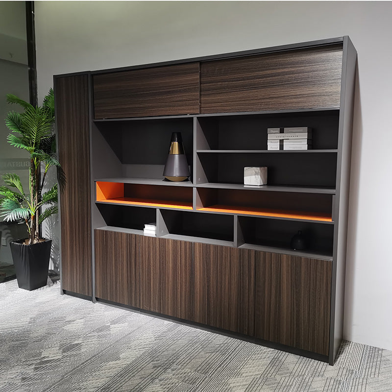 RADDIX 240cm Wooden Display Unit - Modern Brown Shelf for Retail Stores & Home Decor