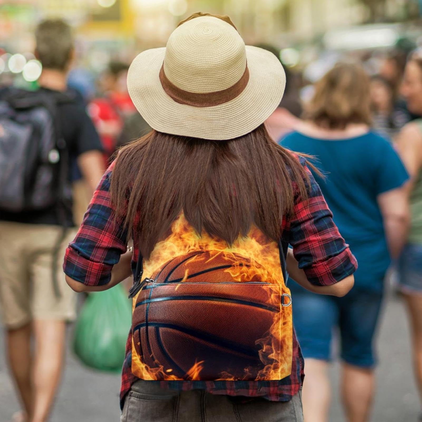 Stylish Flame & Retro Basketball Backpack - Durable Travel & Work Backpack for Men & Women - Perfect for Commuting, Gym, School & Outdoor Adventures