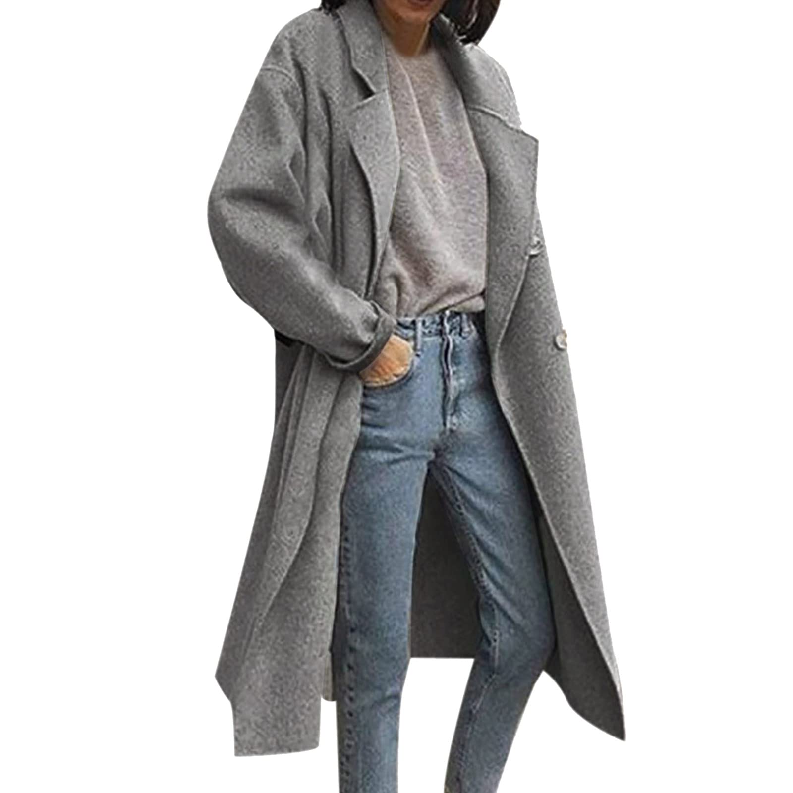 Petite Blazer for Women - Winter Faux Wool Coat for Office & Formal Events
