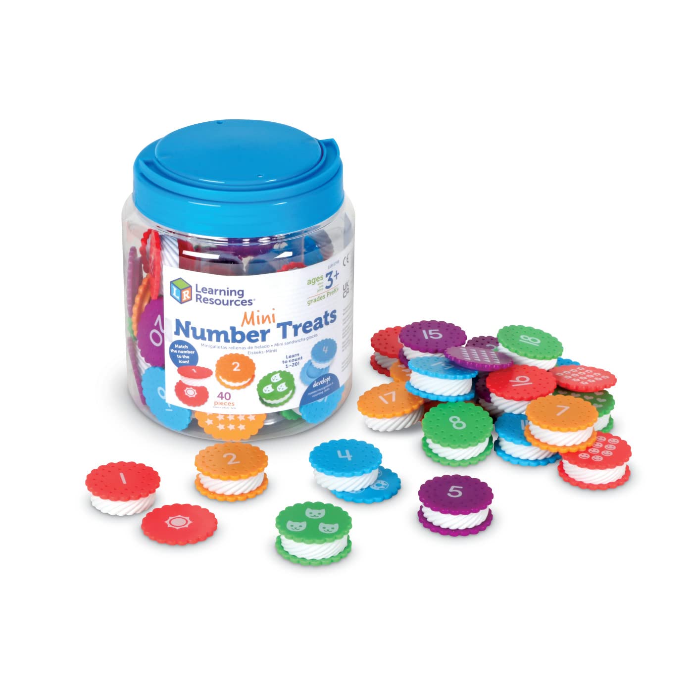Learning Resources Mini Number Treats - 40-Piece Counting & Math Educational Toys for Kids Ages 3+ | Fun Cookie-Shaped Learning Tools for Preschool, Homeschool & Easter Basket Fillers