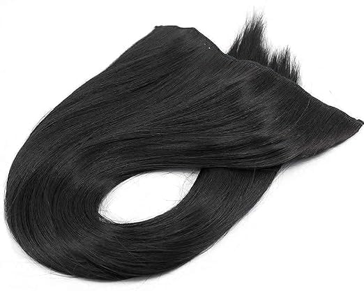 ELCABELL 22-Inch Straight Natural Black Hair Extensions with 5 Clips - Real Human Hair Feel for Instant Length & Volume - Perfect for Women & Girls (1 Pack) | Great for Parties, Weddings & Daily Styling