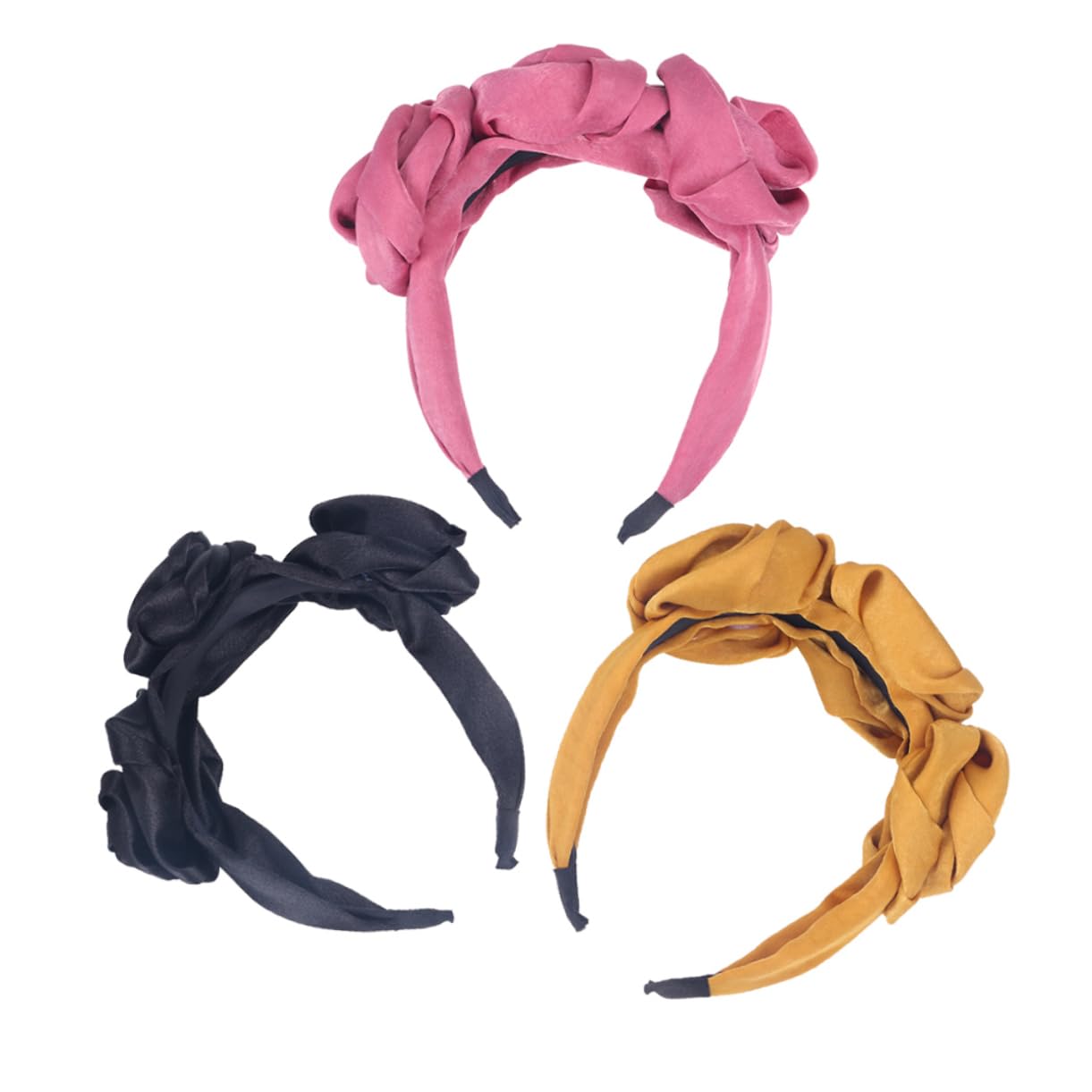 Minkissy Women's Black Floral Headbands - Rose Hair Accessories for Girls & Ladies - Fashion Hair Bands for Everyday Wear, Parties & Weddings