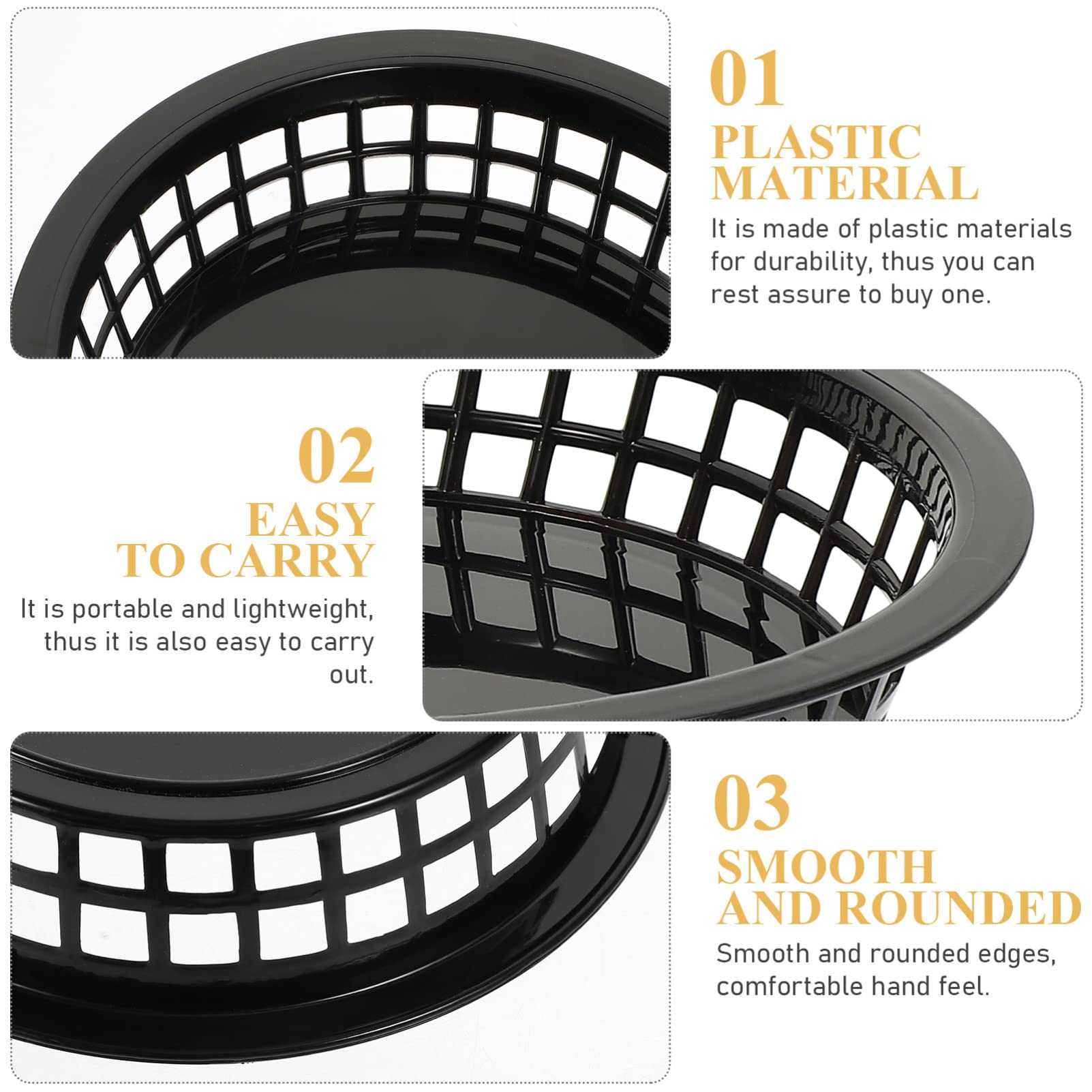 DOITOOL 6-Piece Plastic Bread Container Set - Hot Dog, Fried Chicken, Deli Display Basket & Serving Tray for Restaurants, Bakeries, and Food Trucks
