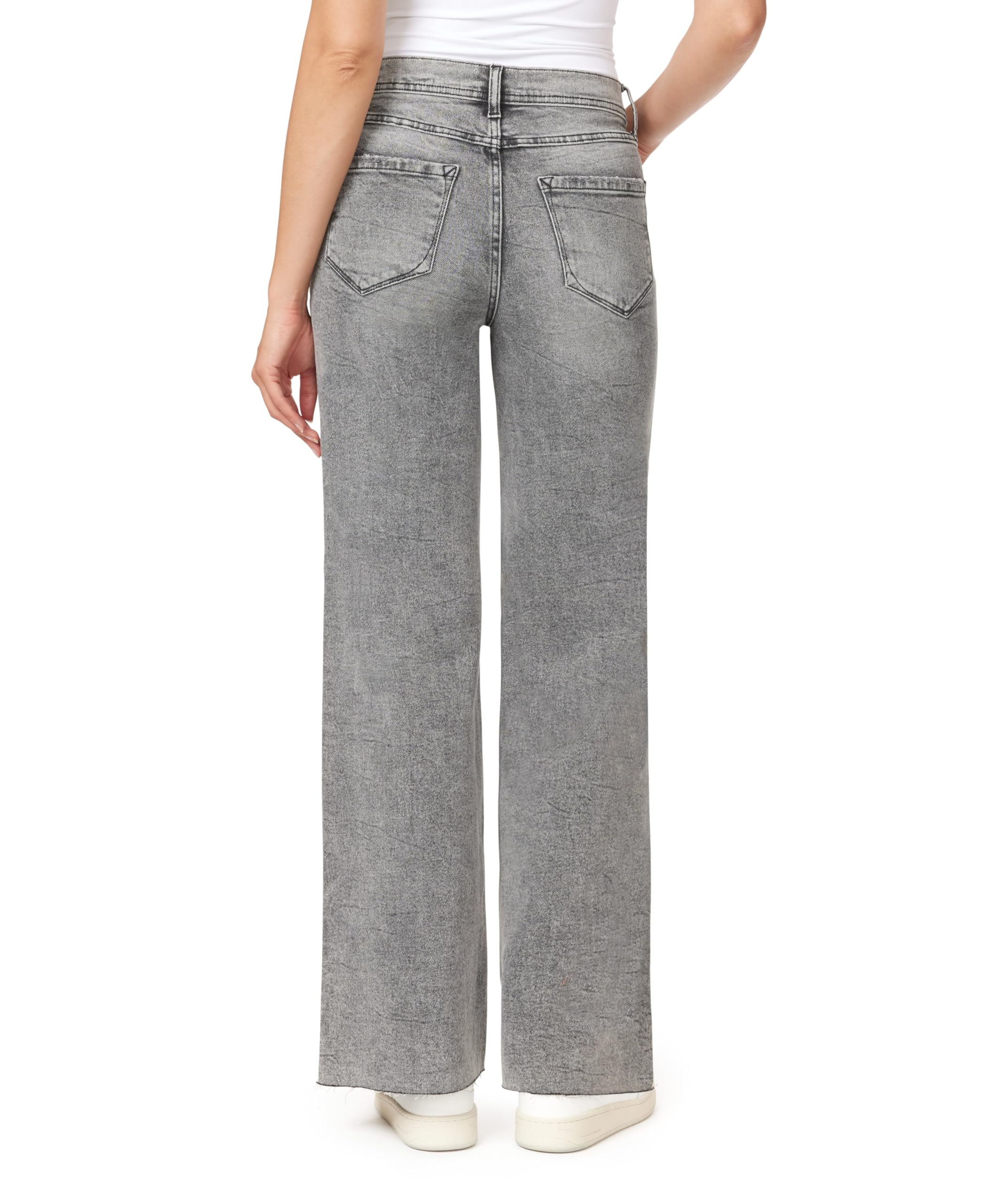 Kensie Women's Kaya High-Rise Wide Leg Raw Hem Jeans - 32-Inch Inseam (Size 0-14) | Comfortable & Stylish Denim Pants for Casual Wear, Office Outfits & Night Out